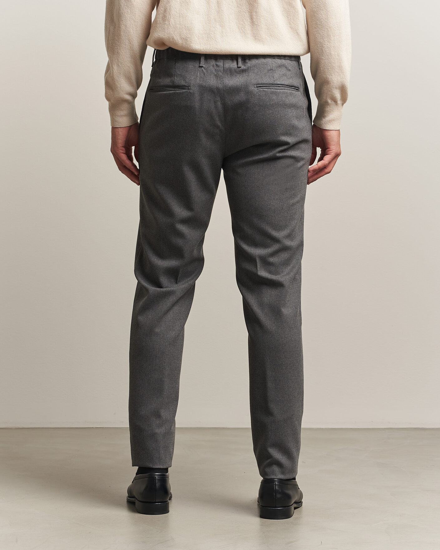 Mies | Housut | Incotex | Slim Fit Washable Flannel Trousers Grey Melange