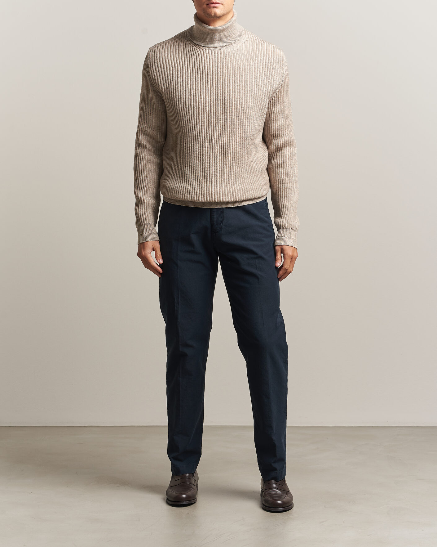 Mies | Housut | Incotex | Regular Fit Garment Dyed Slacks Navy