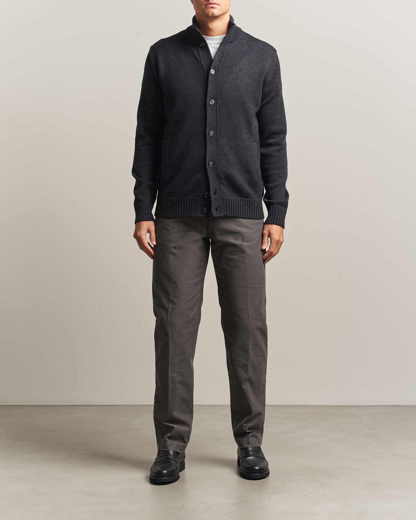 Mies | Housut | Incotex | Regular Fit Garment Dyed Slacks Dark Grey