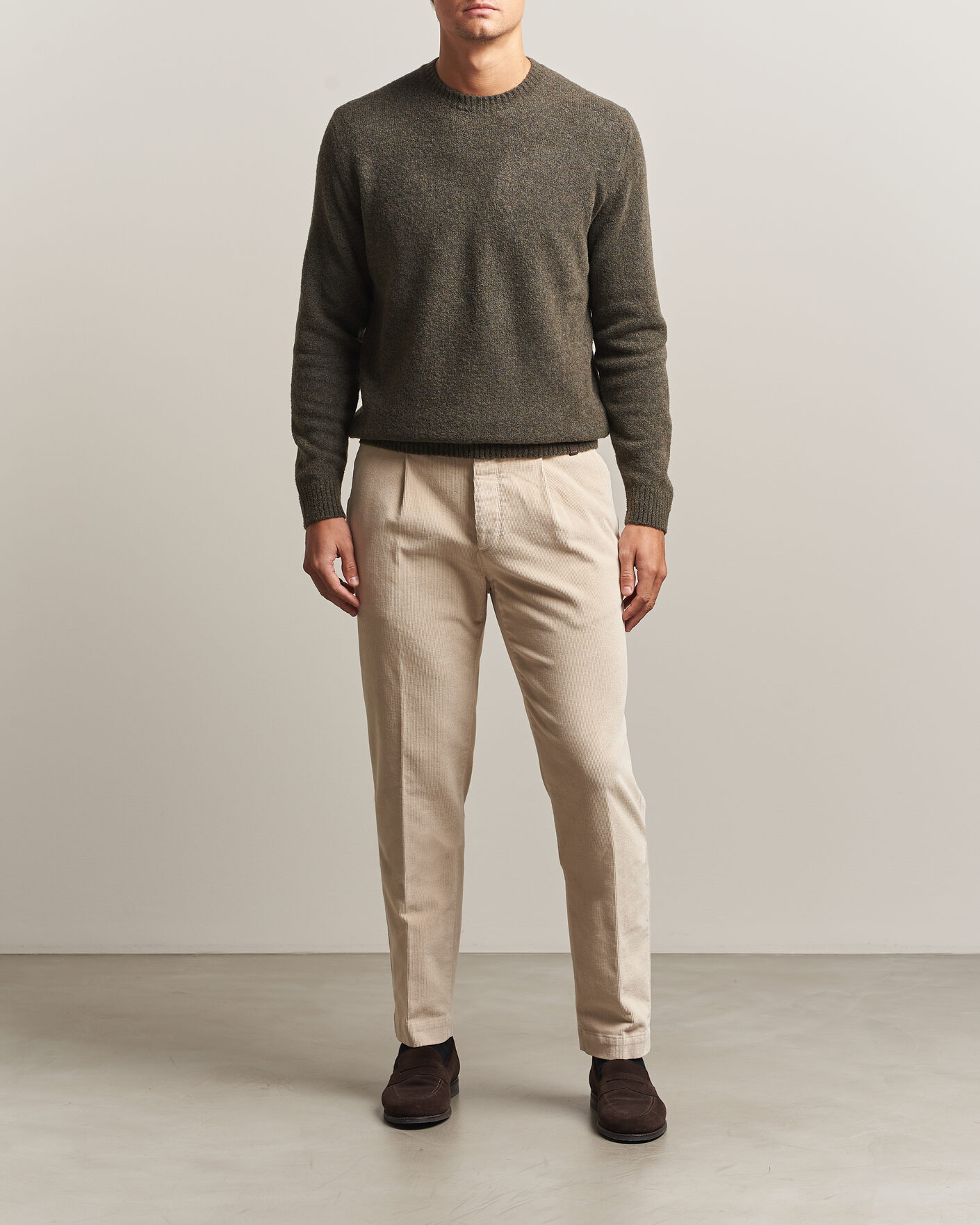 Mies | Housut | Incotex | Regular Fit Washed Corduroy Slacks Off White