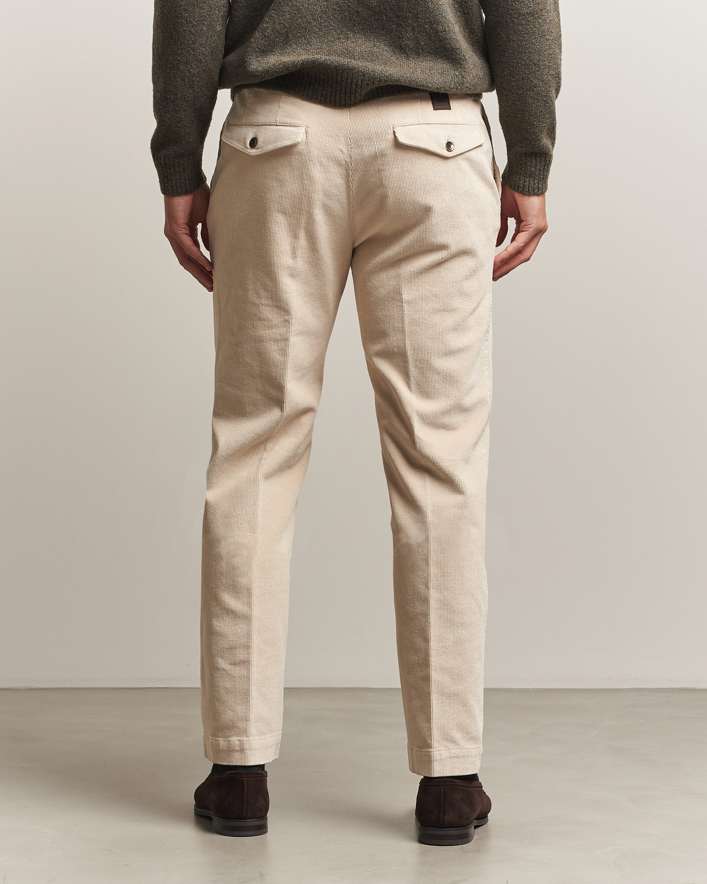 Mies | Housut | Incotex | Regular Fit Washed Corduroy Slacks Off White