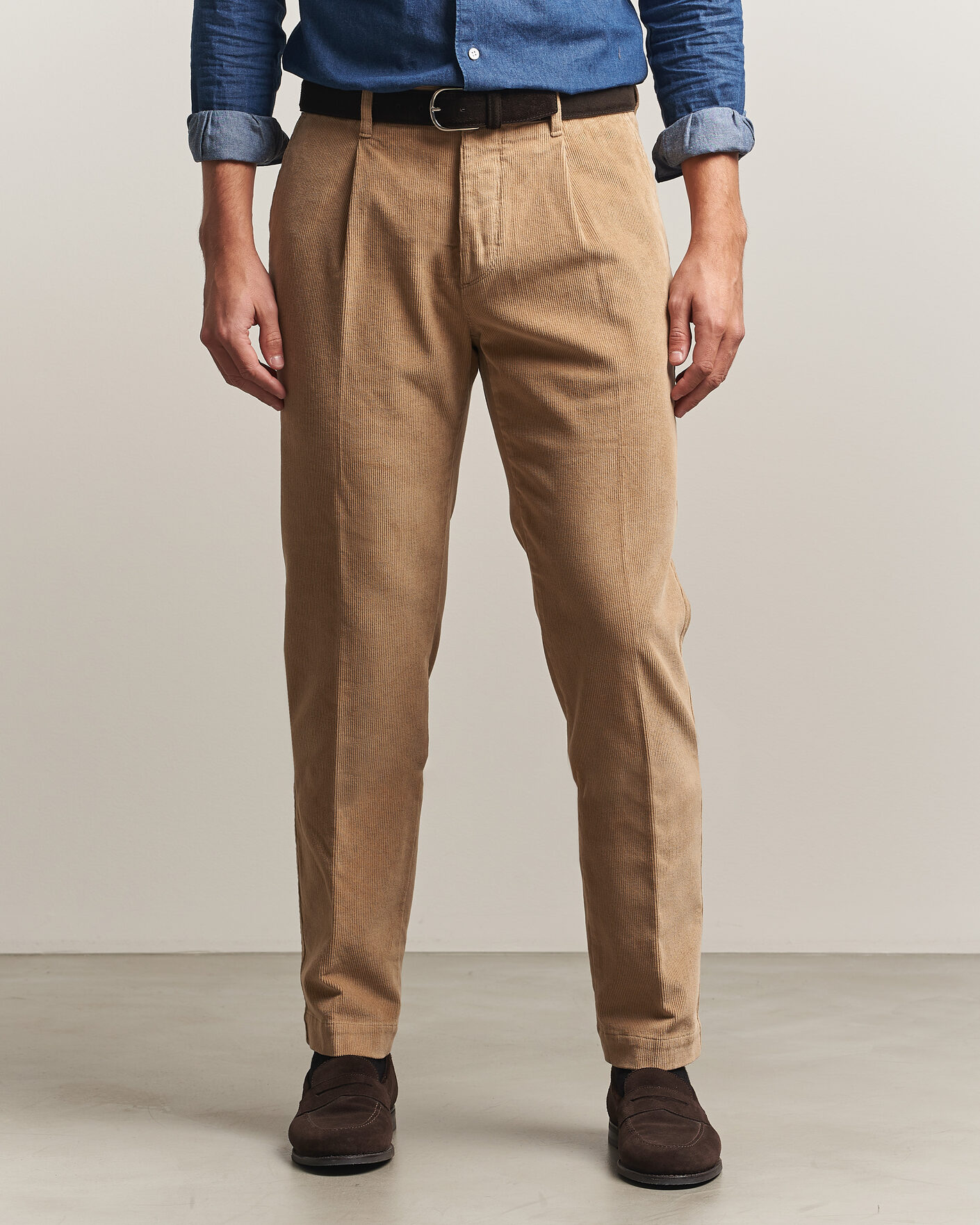 Mies | Housut | Incotex | Regular Fit Washed Corduroy Slacks Khaki