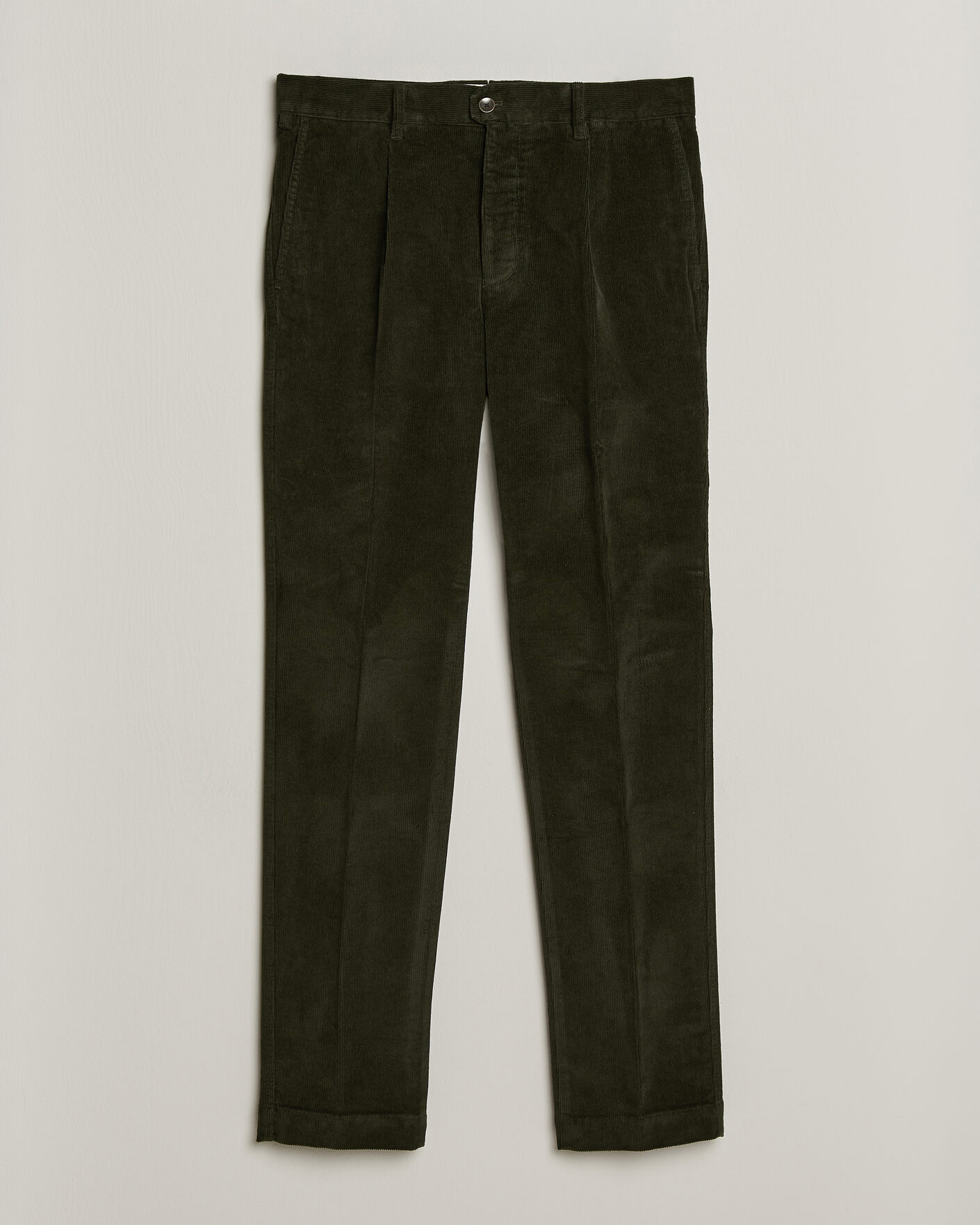 Mies | Housut | Incotex | Regular Fit Washed Corduroy Slacks Forest Green