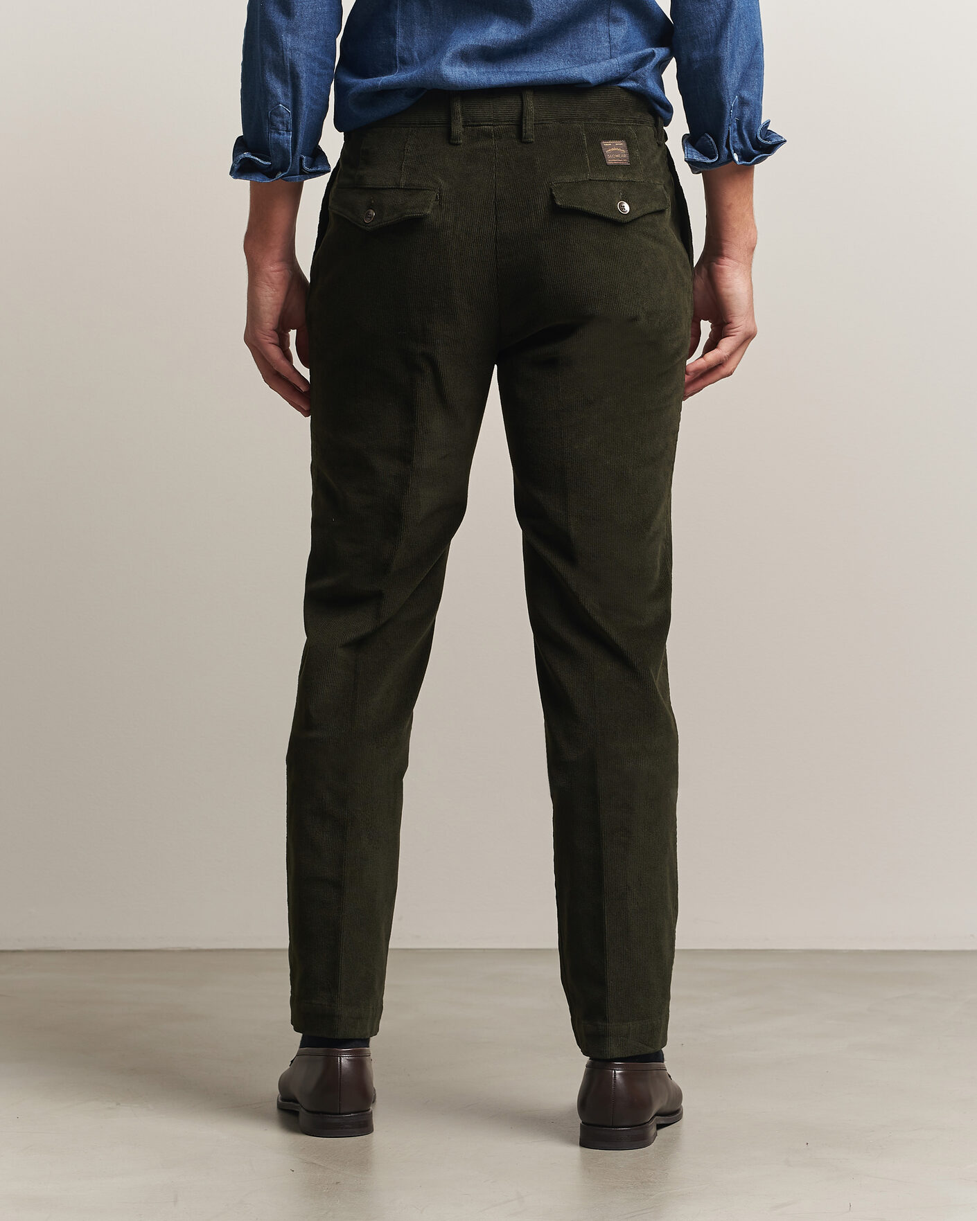 Mies | Housut | Incotex | Regular Fit Washed Corduroy Slacks Forest Green