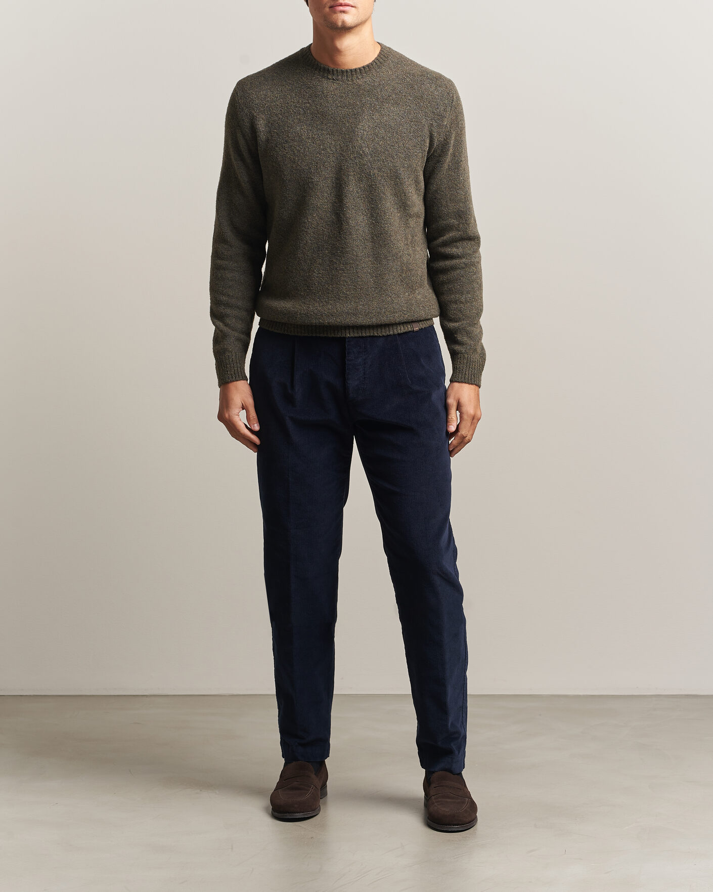 Mies | Housut | Incotex | Regular Fit Washed Corduroy Slacks Navy