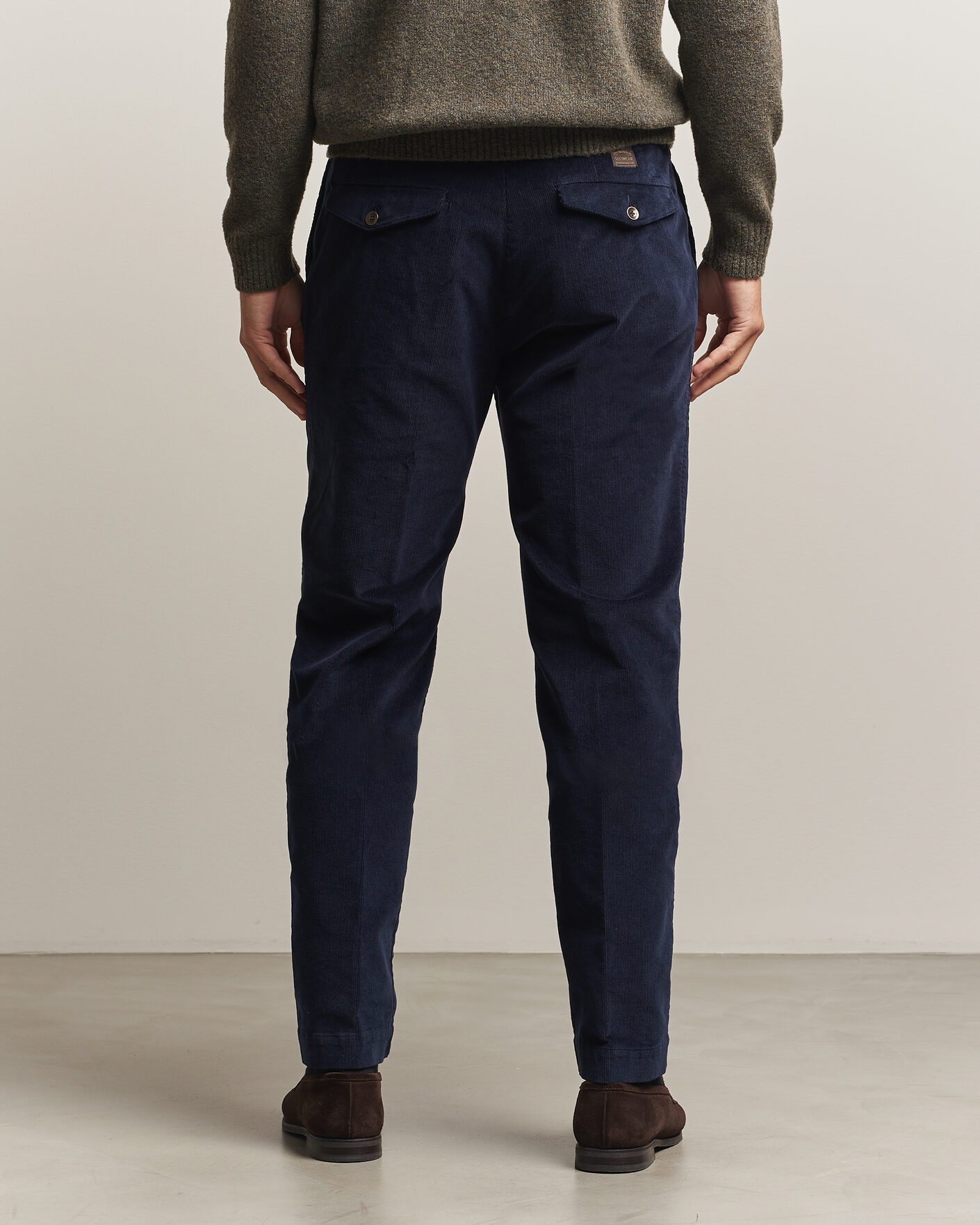 Mies | Housut | Incotex | Regular Fit Washed Corduroy Slacks Navy