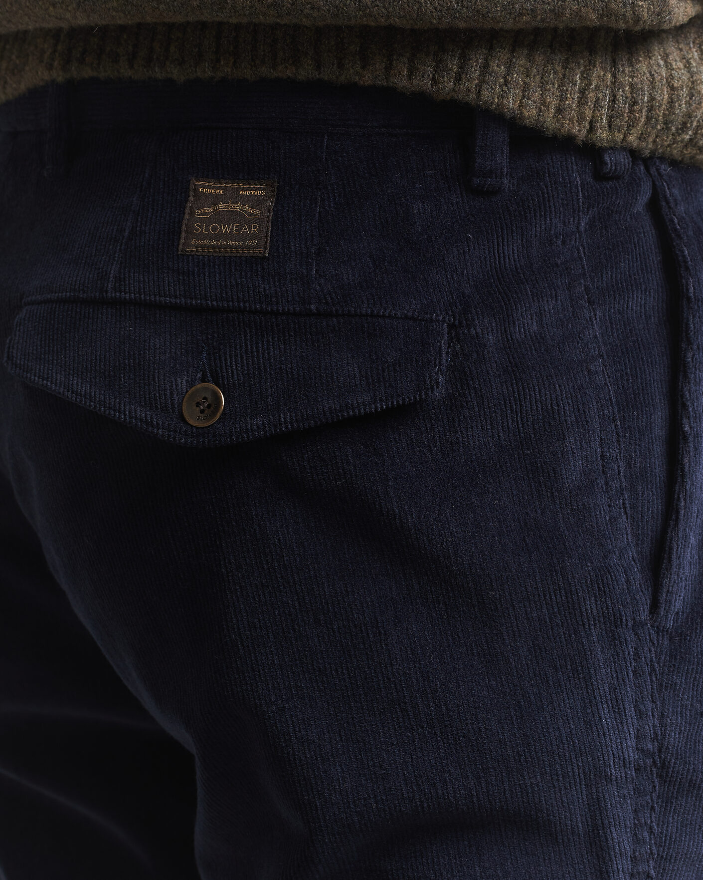 Mies | Housut | Incotex | Regular Fit Washed Corduroy Slacks Navy