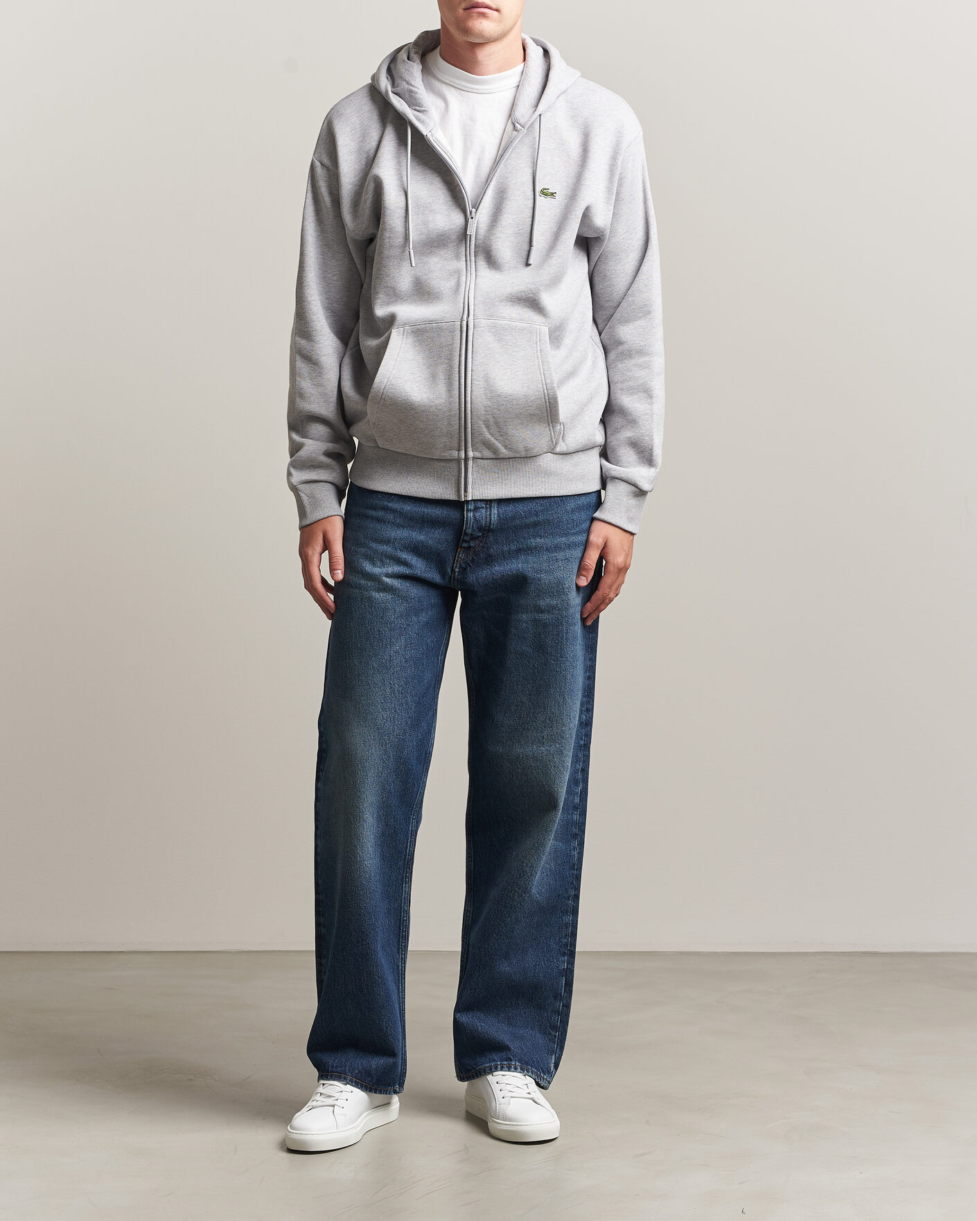 Mies | Puserot | Lacoste | Full Zip Hoodie Silver Chine