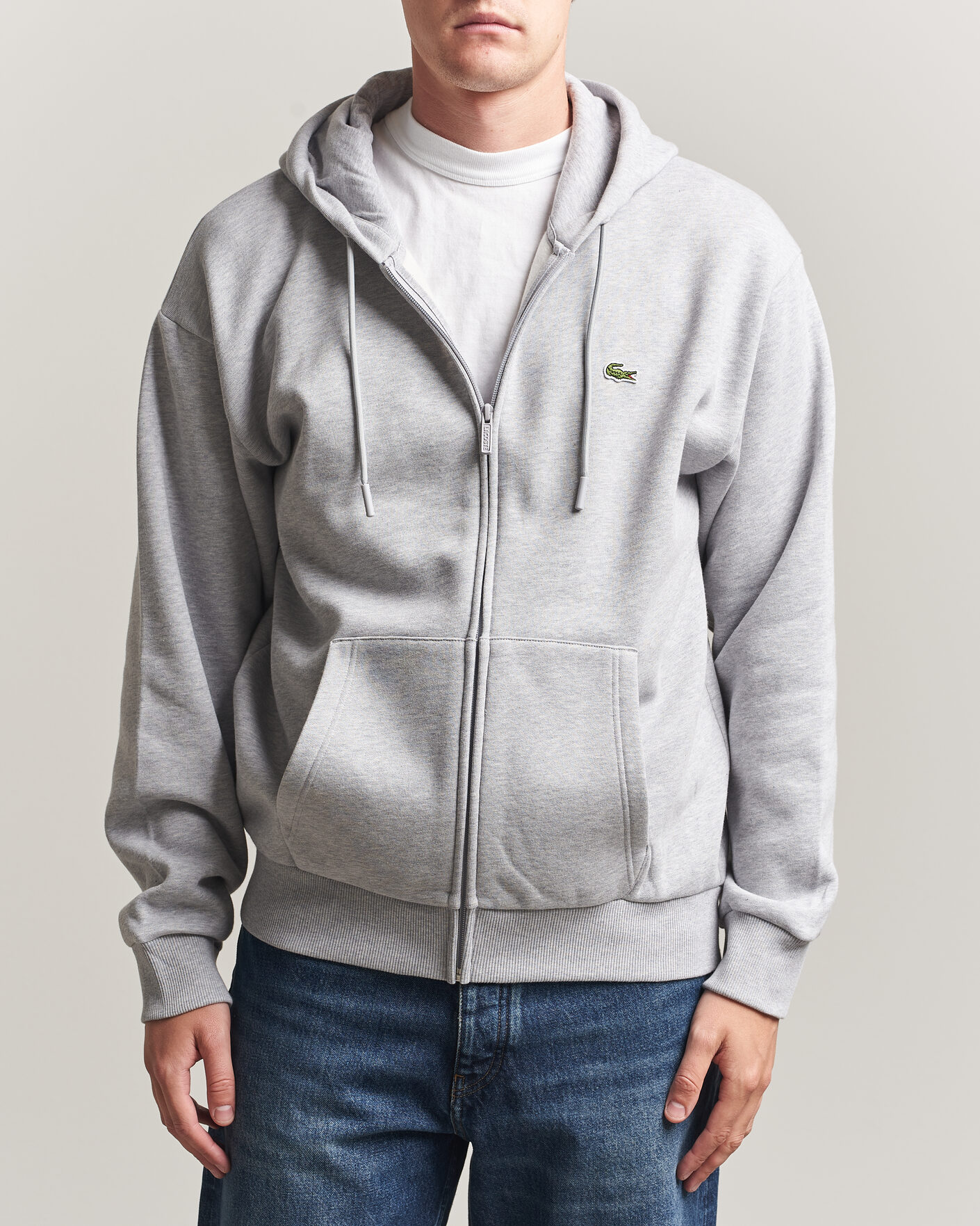 Mies | Puserot | Lacoste | Full Zip Hoodie Silver Chine