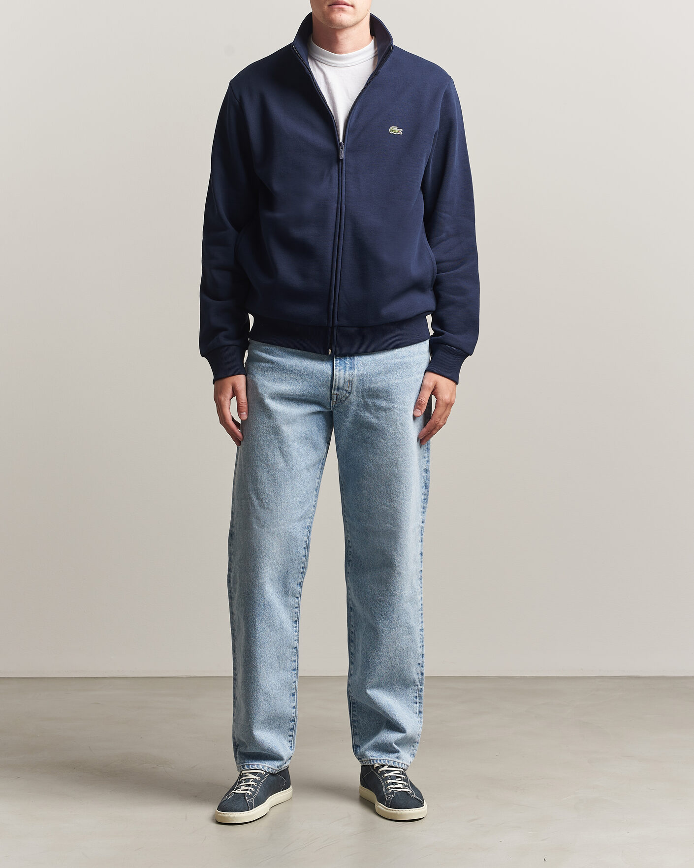 Mies | Puserot | Lacoste | Full Zip Sweater Navy Blue
