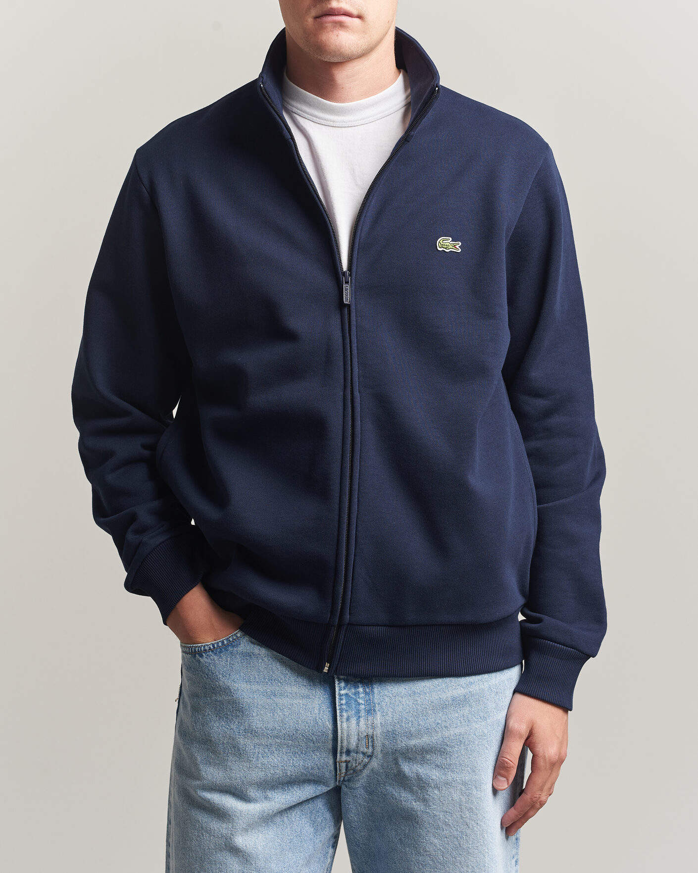 Mies | Puserot | Lacoste | Full Zip Sweater Navy Blue