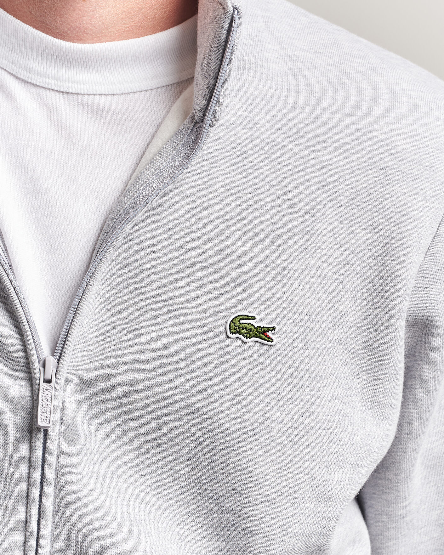 Mies | Puserot | Lacoste | Full Zip Sweater Silver Chine