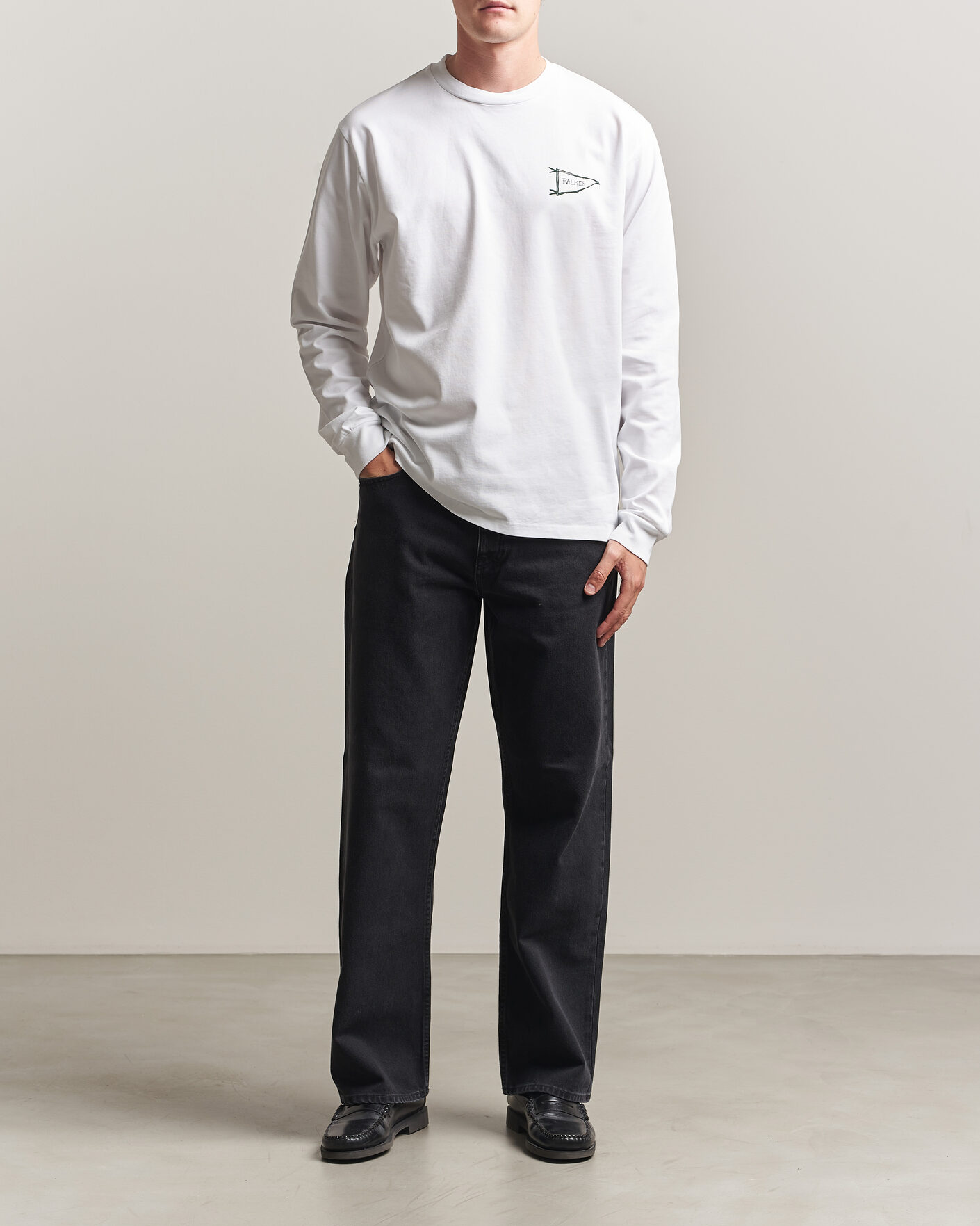 Mies | T-paidat | Palmes | Pennant Long Sleeve T-Shirt White
