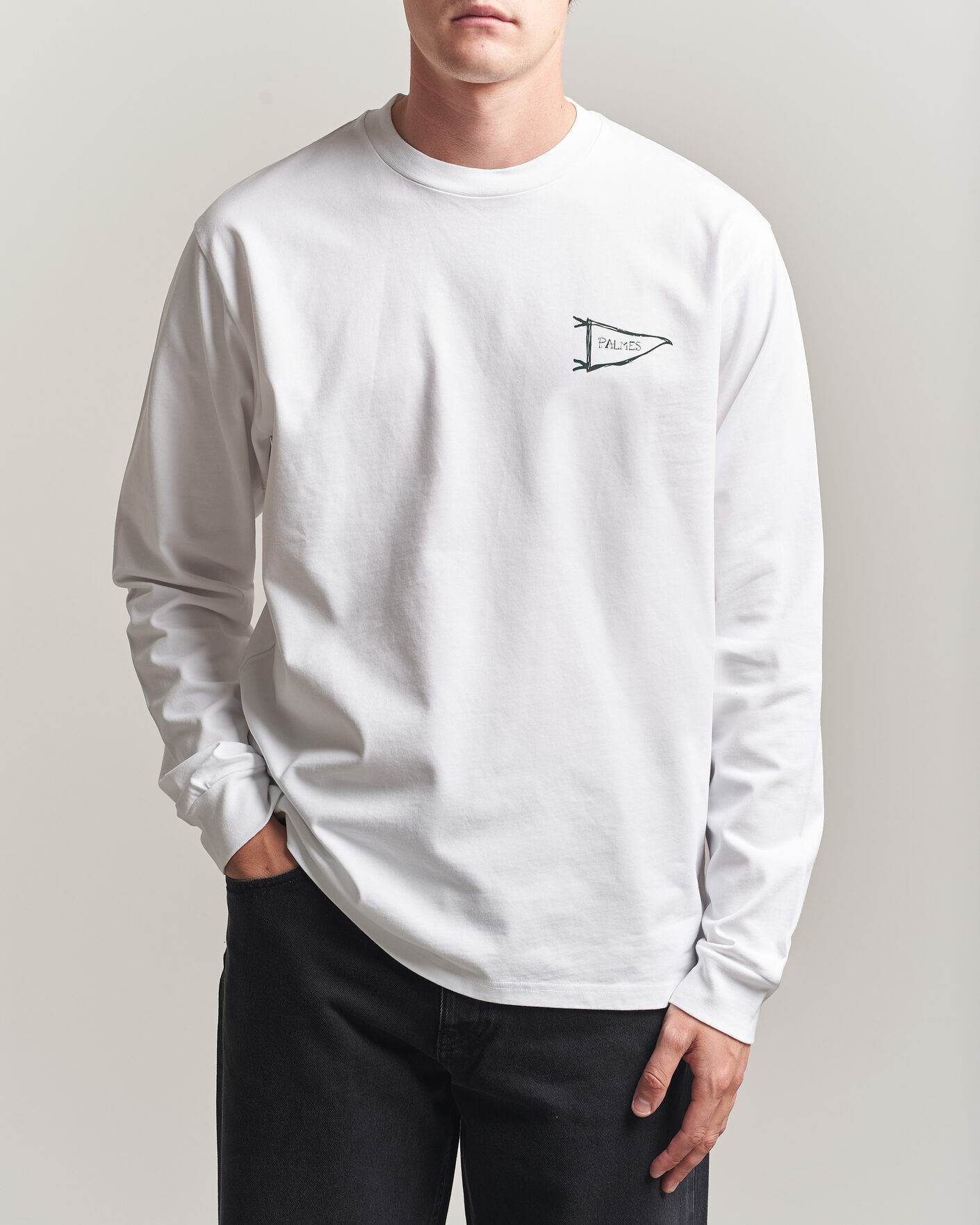 Mies | T-paidat | Palmes | Pennant Long Sleeve T-Shirt White