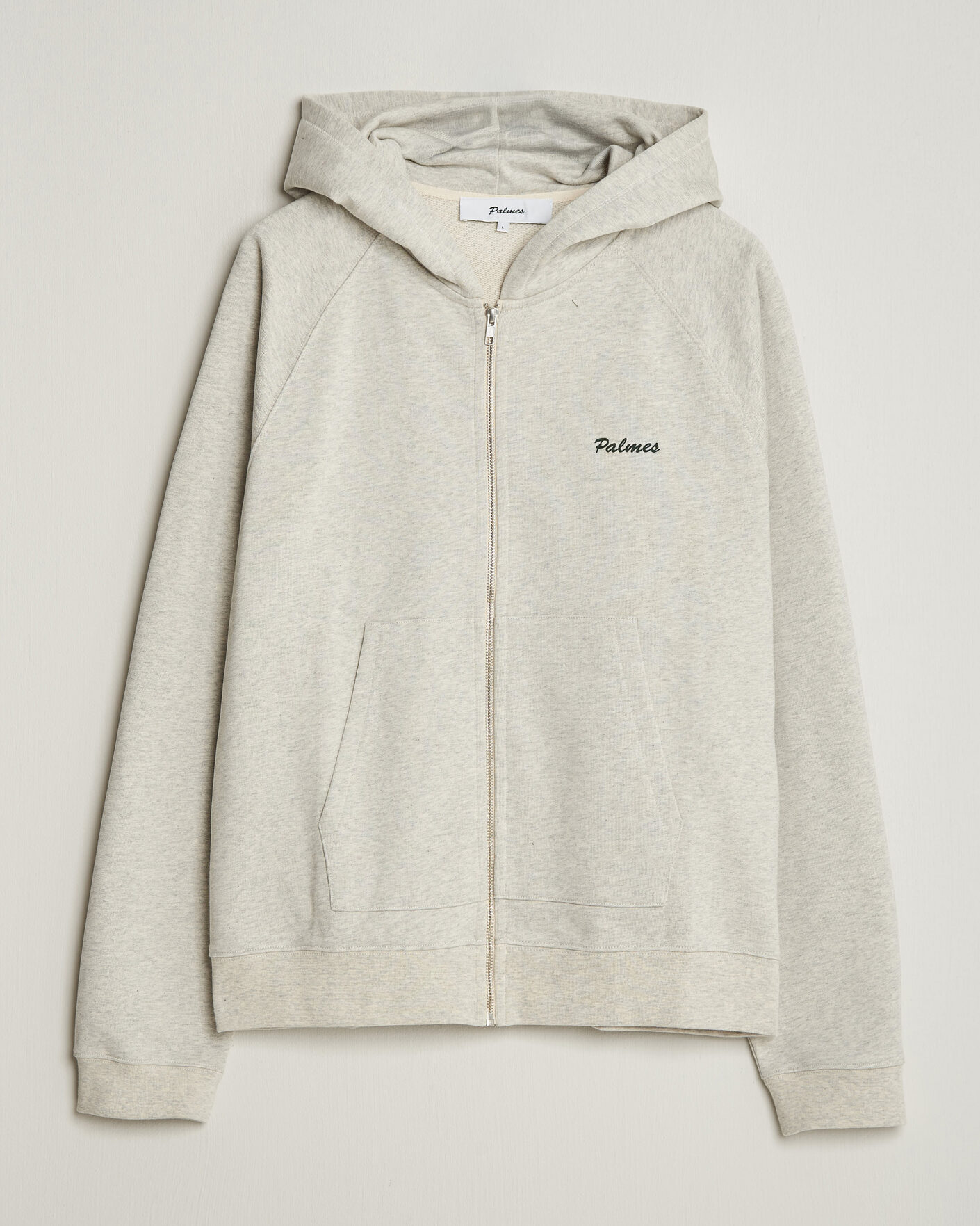 Mies | Puserot | Palmes | Logo Zip Hoodie Grey Melange
