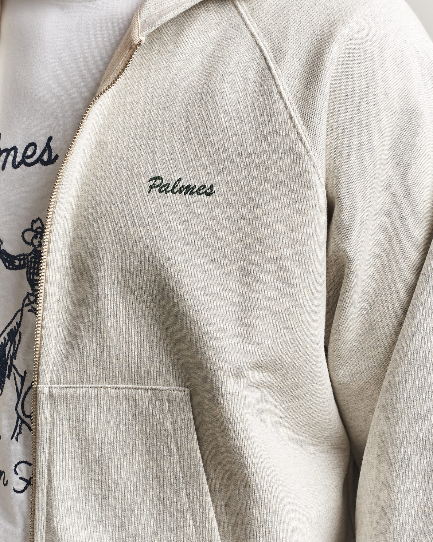 Mies | Puserot | Palmes | Logo Zip Hoodie Grey Melange