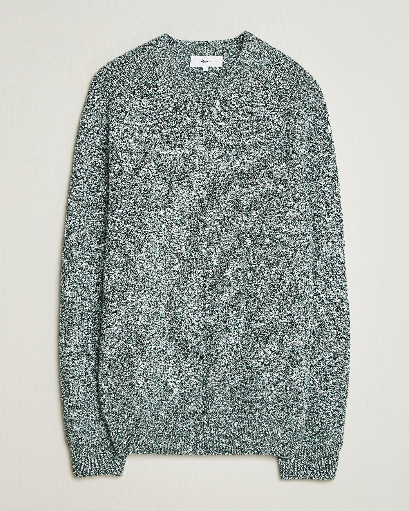 Mies | Puserot | Palmes | Knitted Crew Neck Sweater Green Melange
