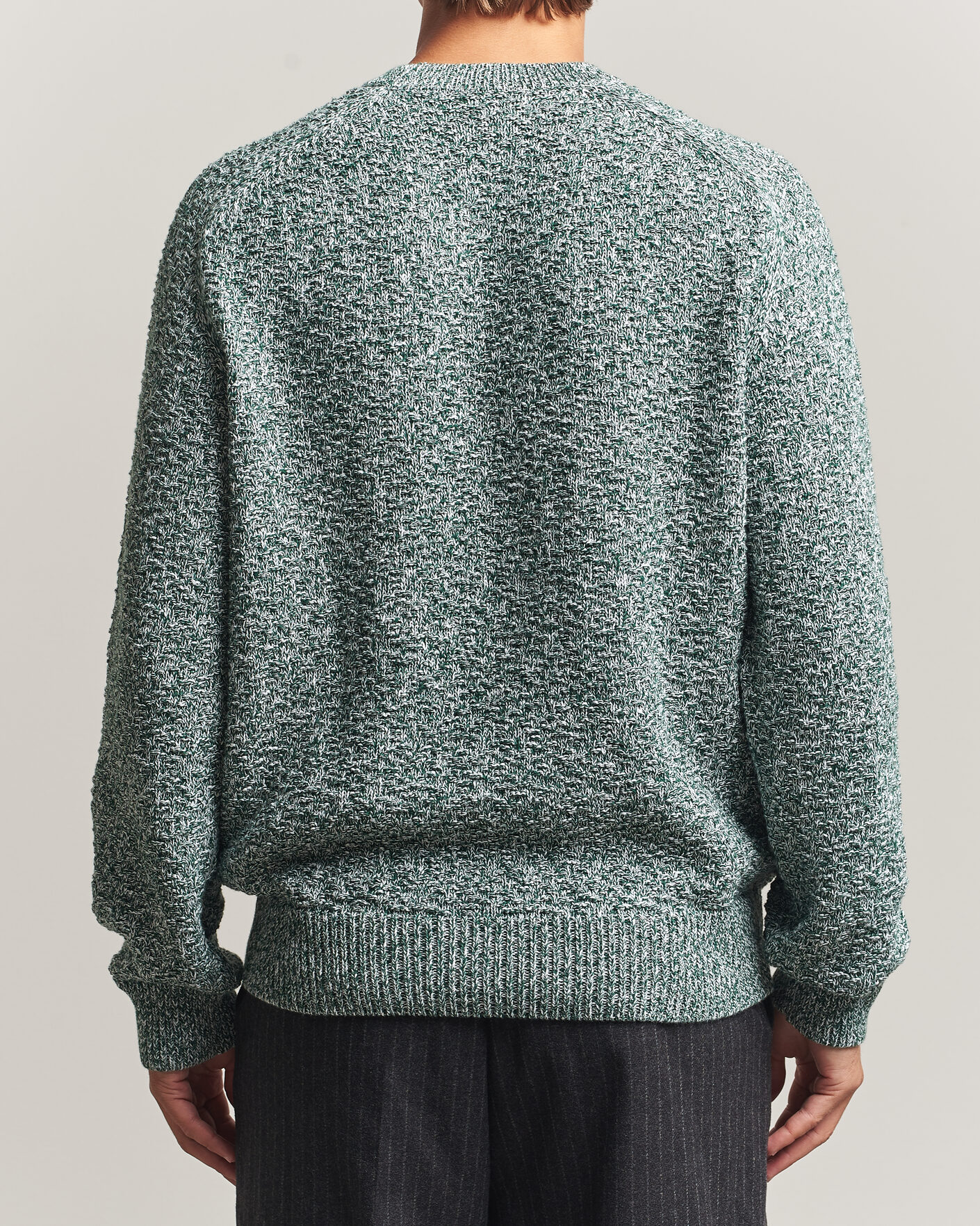 Mies | Puserot | Palmes | Knitted Crew Neck Sweater Green Melange