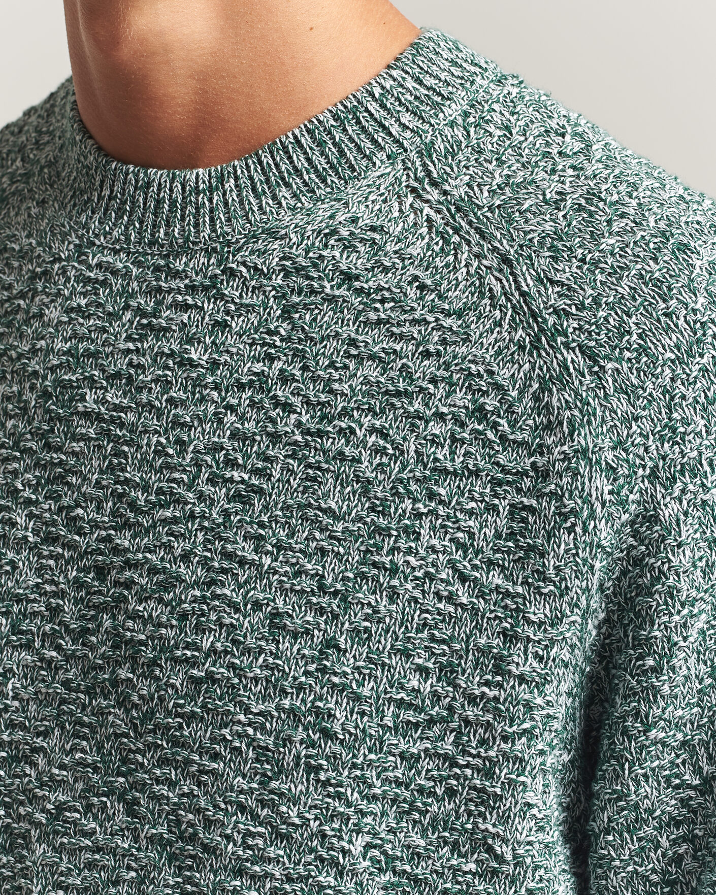 Mies | Puserot | Palmes | Knitted Crew Neck Sweater Green Melange