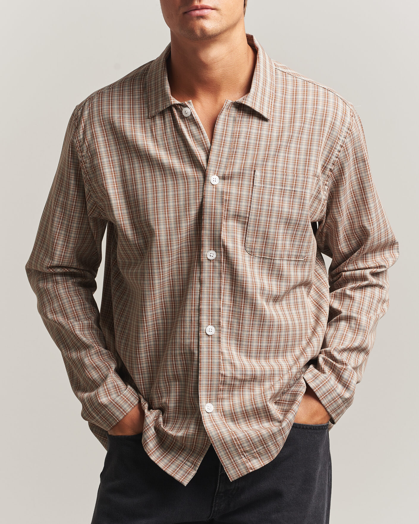 Mies | Kauluspaidat | Palmes | Fault Shirt Brown Check