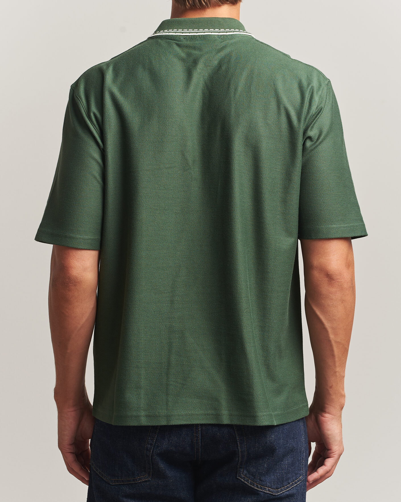 Mies | Pikeet | Palmes | Panel Zip Polo Green
