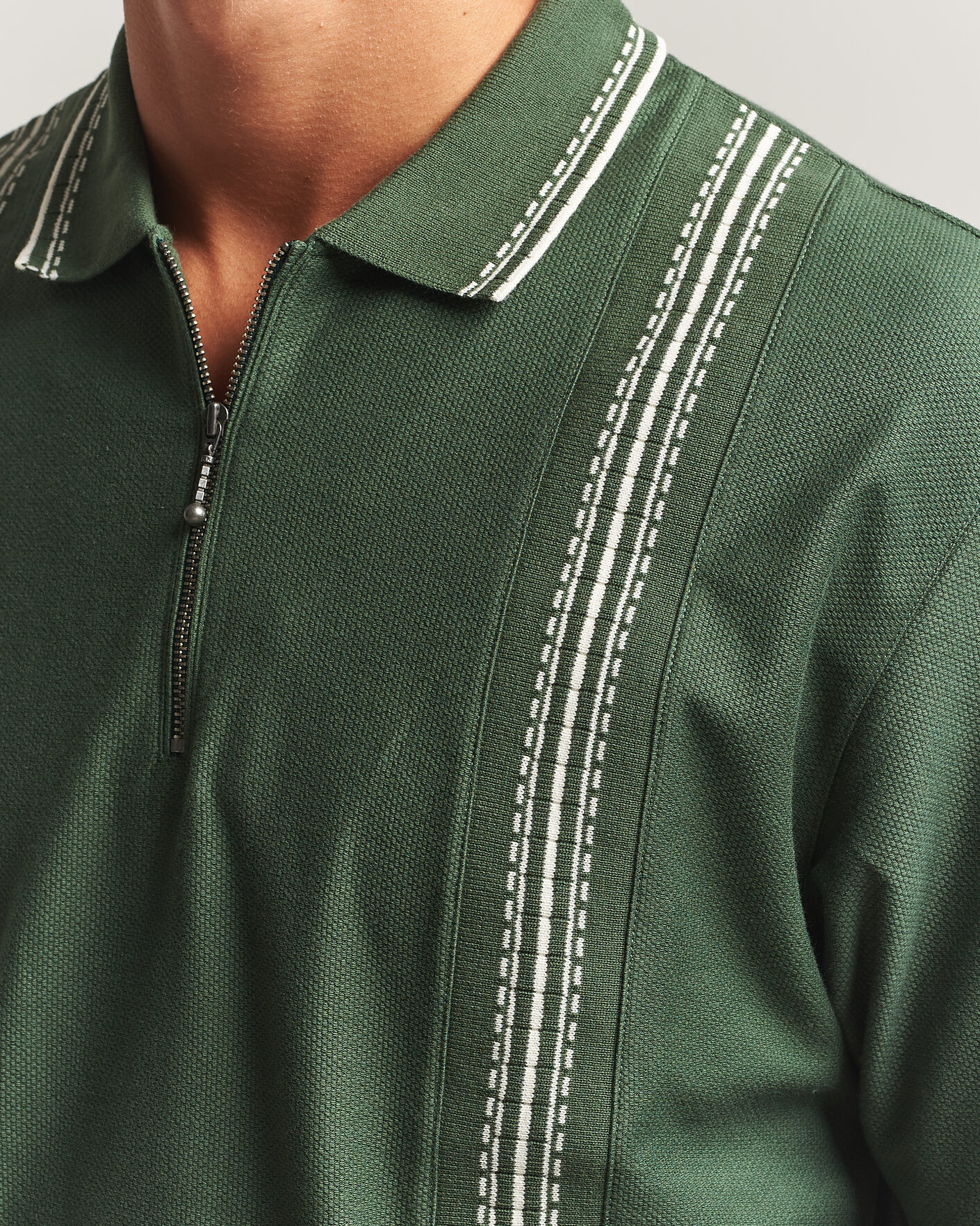 Mies | Pikeet | Palmes | Panel Zip Polo Green