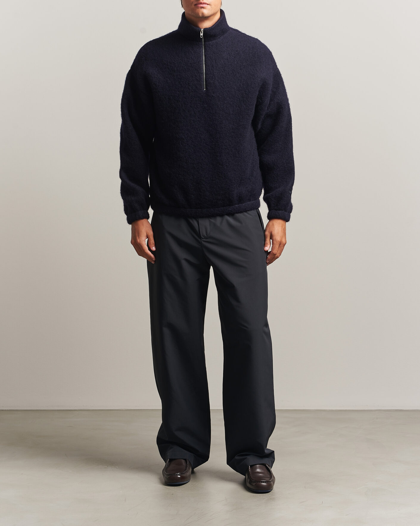 Mies | Puserot | Jil Sander | Half Zip Fleece Sweater Navy