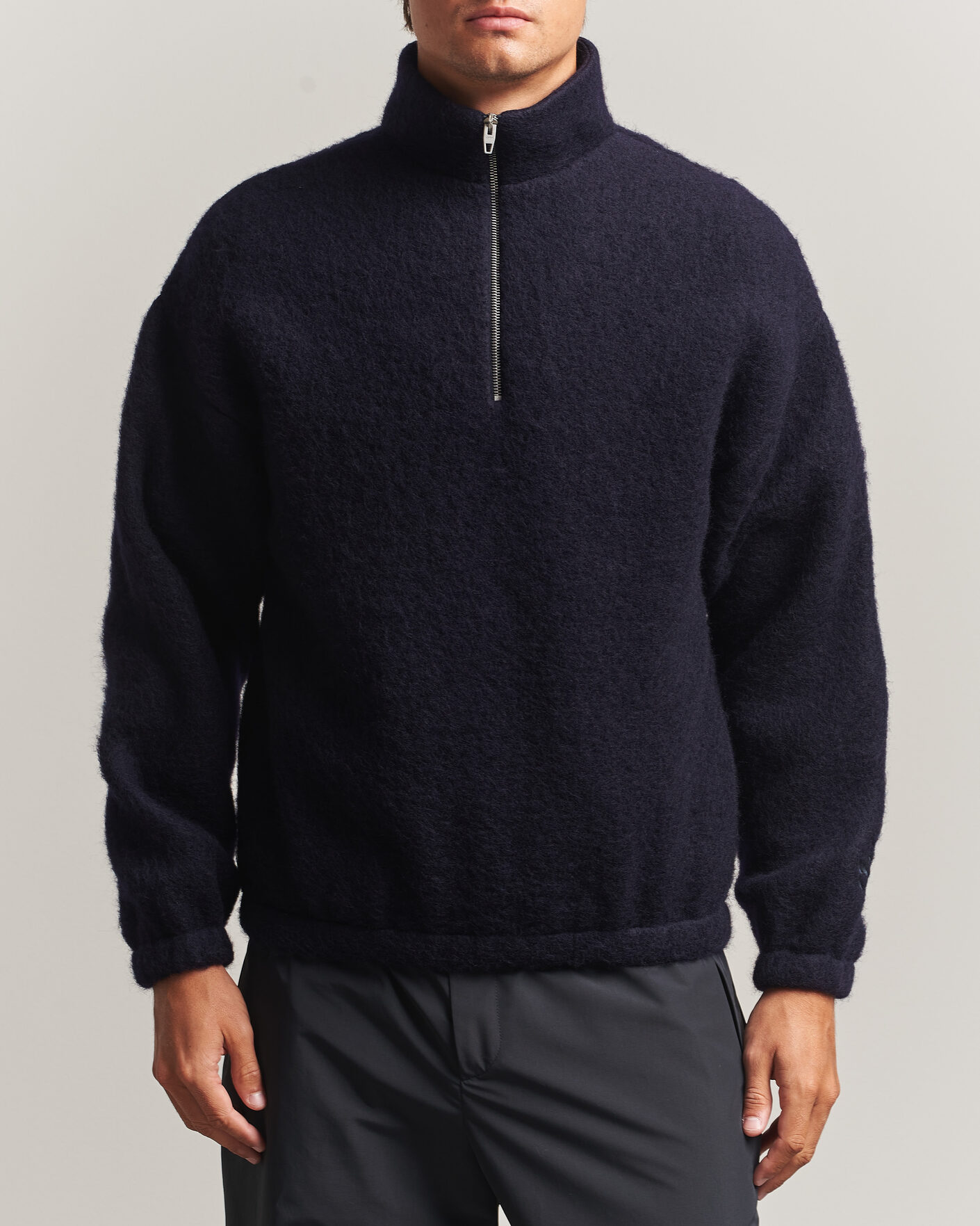 Mies | Puserot | Jil Sander | Half Zip Fleece Sweater Navy