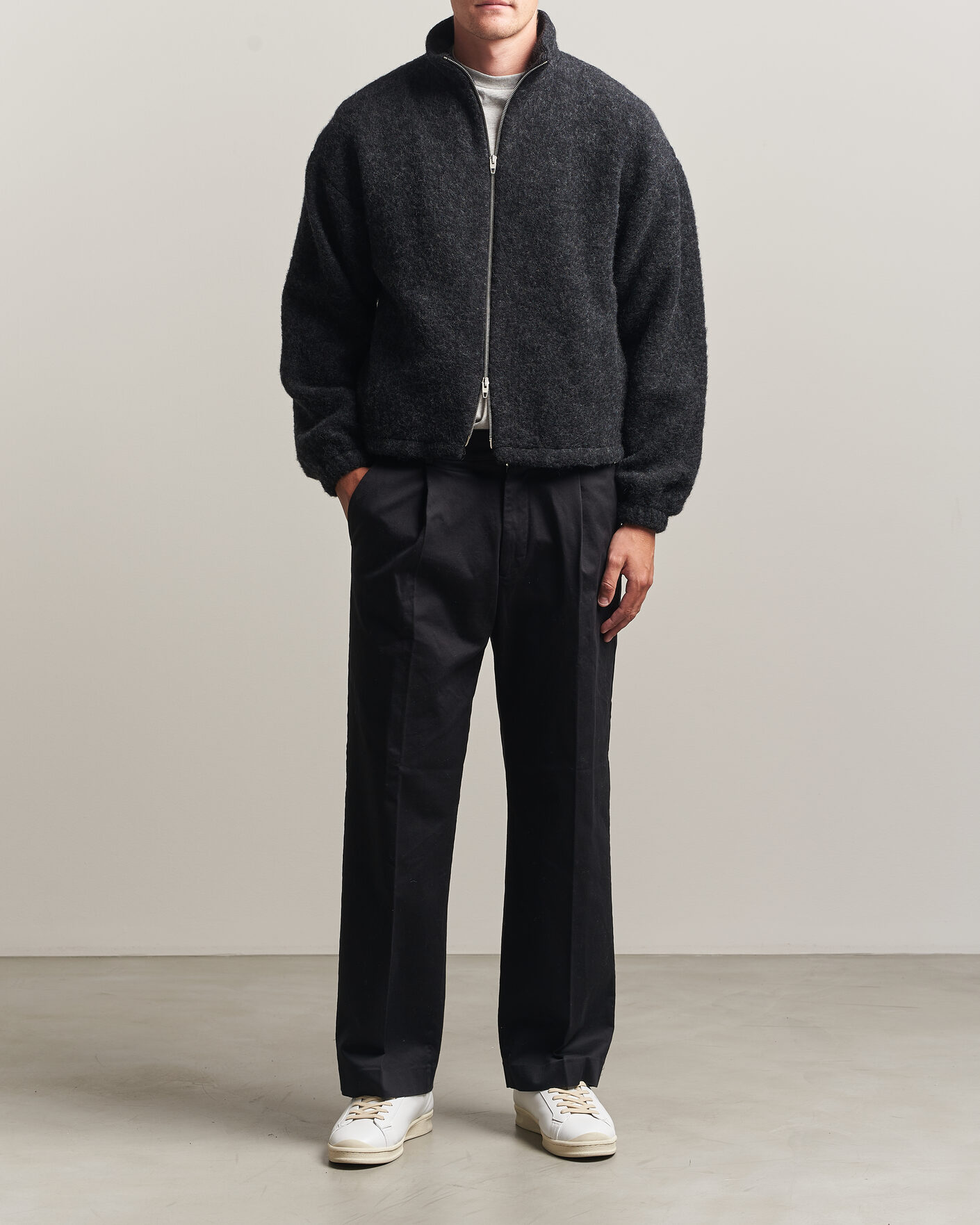 Mies | Takit | Jil Sander | Full Zip Fleece Jacket Charcoal