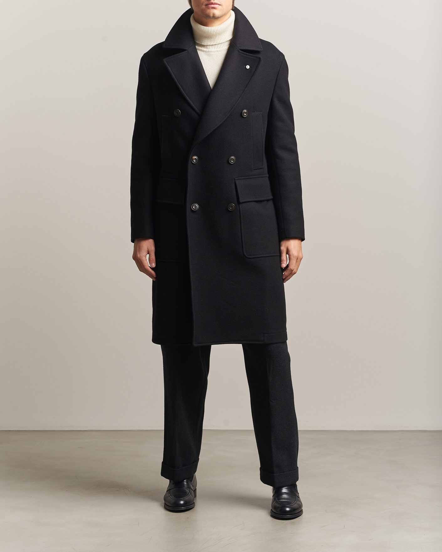 Mies | Takit | L.B.M. 1911 | Double Breasted Wool/Cashmere Coat Black