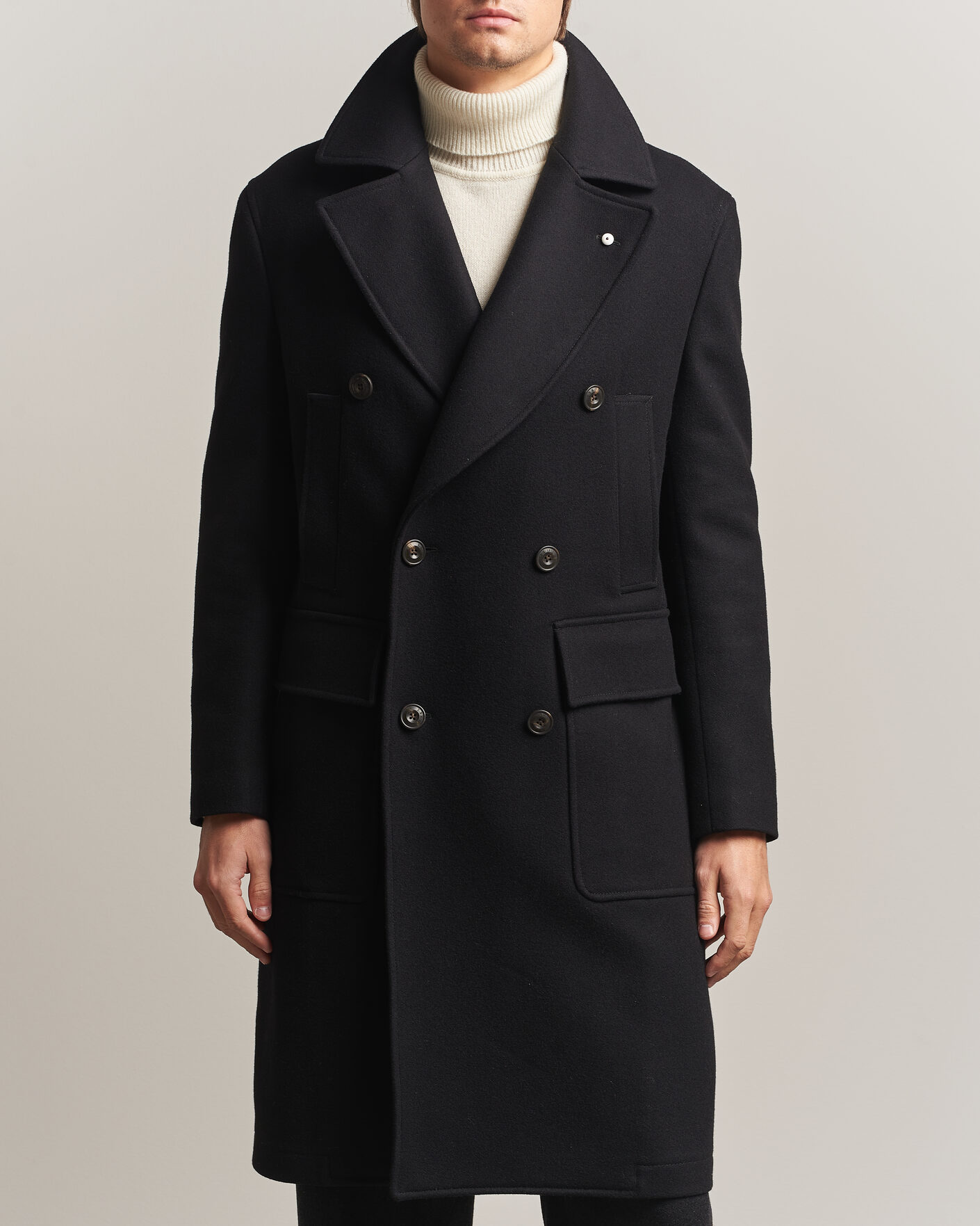 Mies | Takit | L.B.M. 1911 | Double Breasted Wool/Cashmere Coat Black