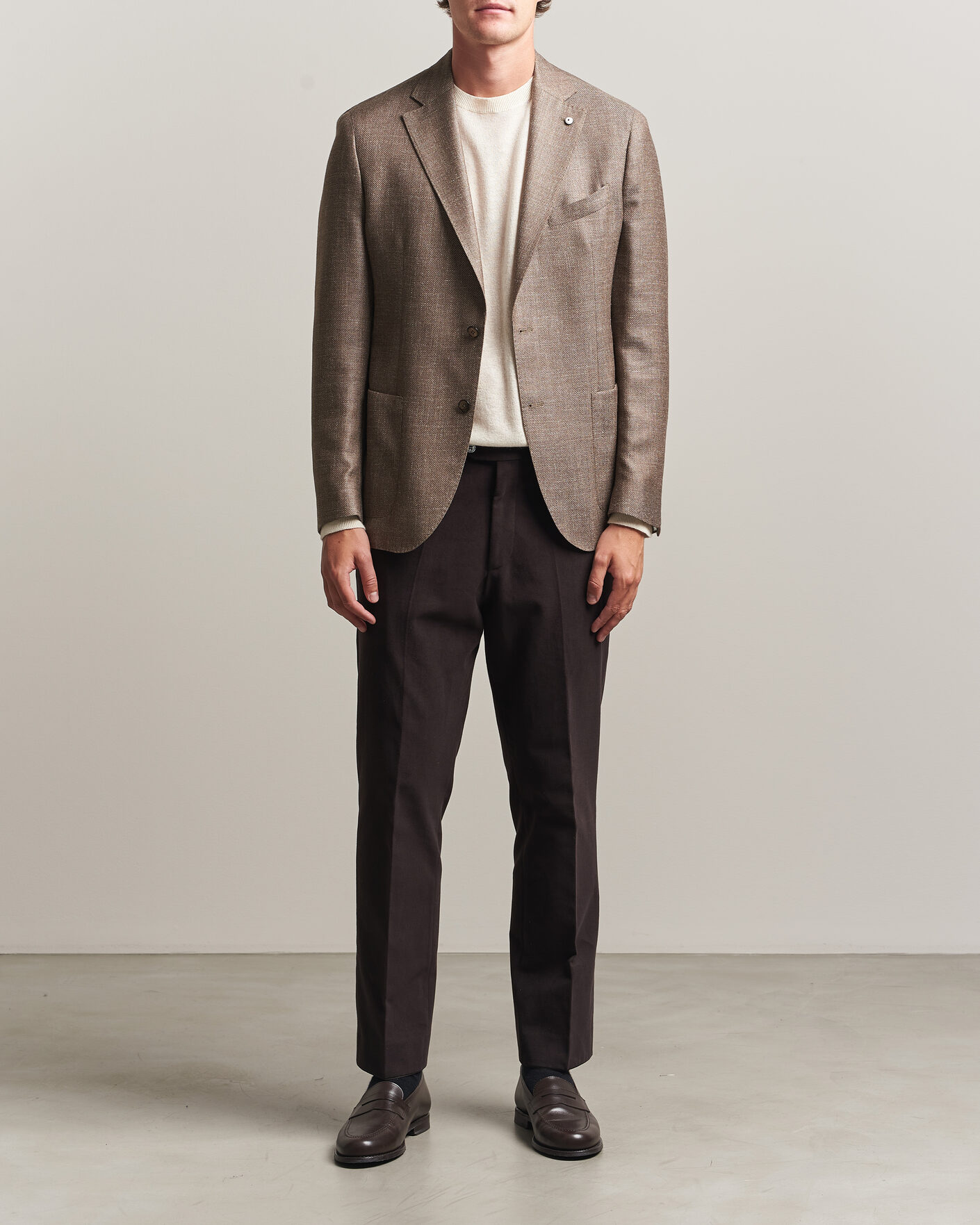 Mies | Pikkutakit | L.B.M. 1911 | Jack Wool/Silk Hopsack Blazer Brown