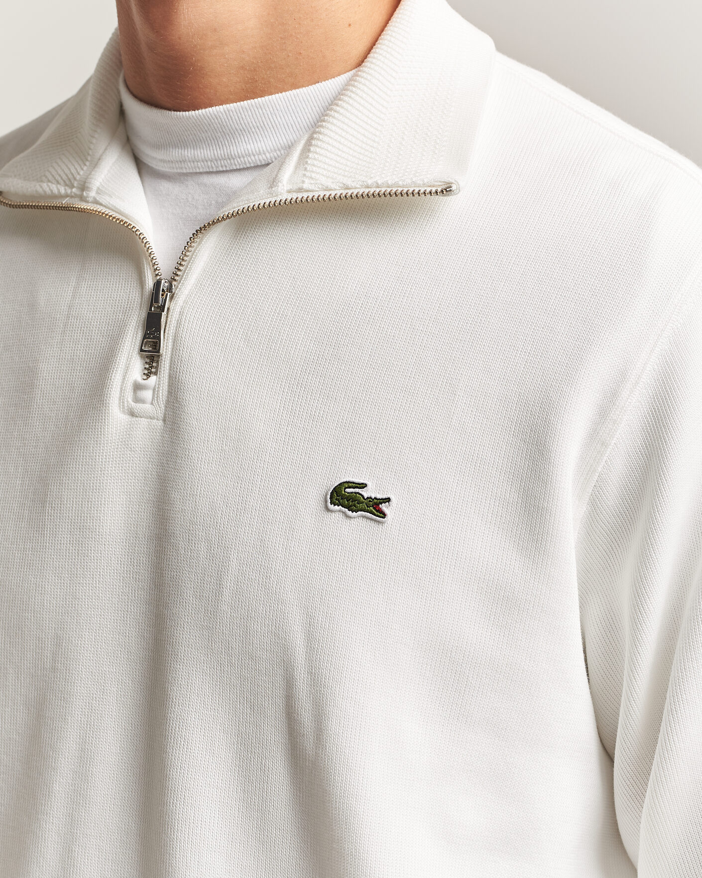 Mies | Puserot | Lacoste | Rib Interlock Half Zip Flour