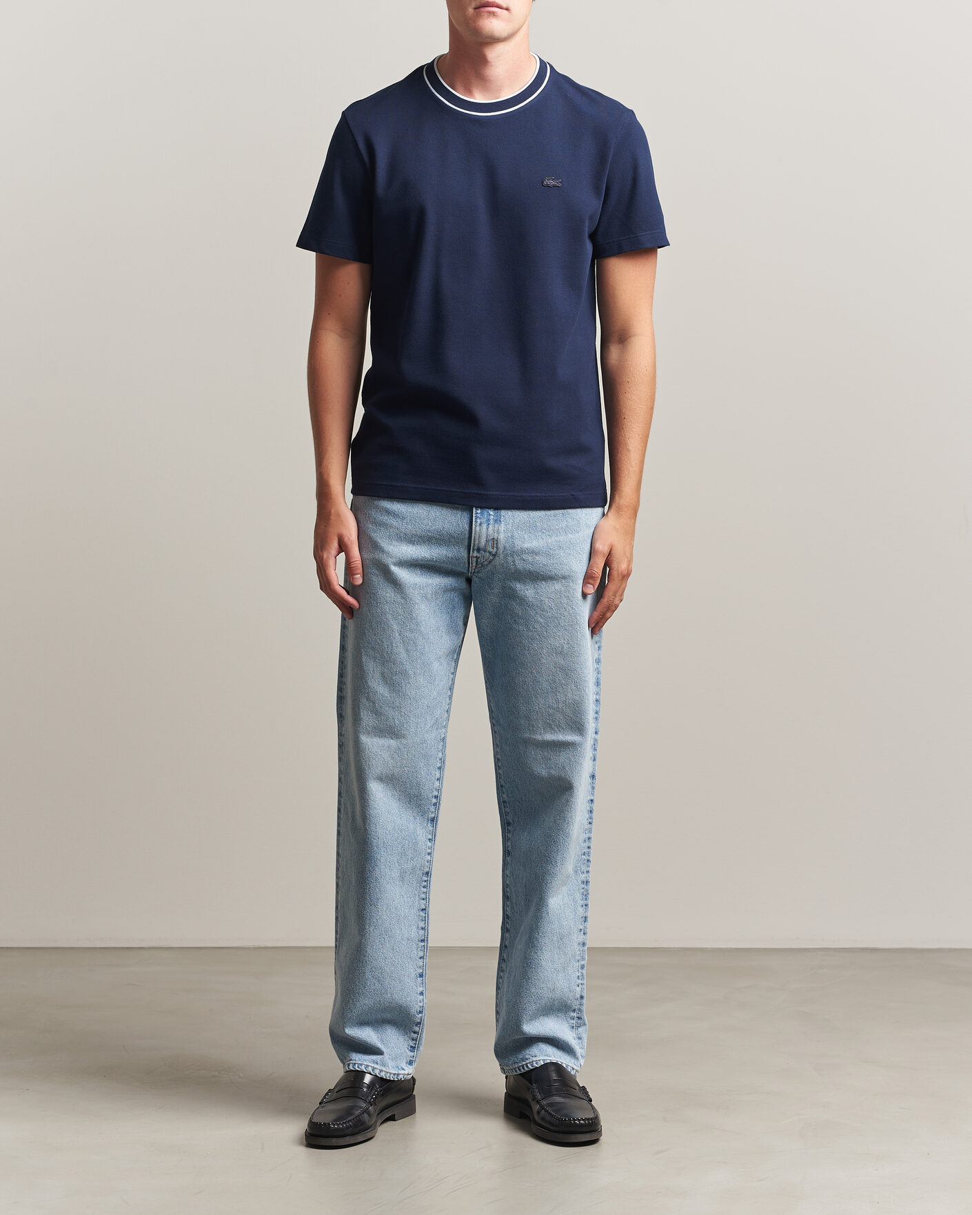 Mies | T-paidat | Lacoste | Contrast Rib Piqué T-Shirt Navy Blue