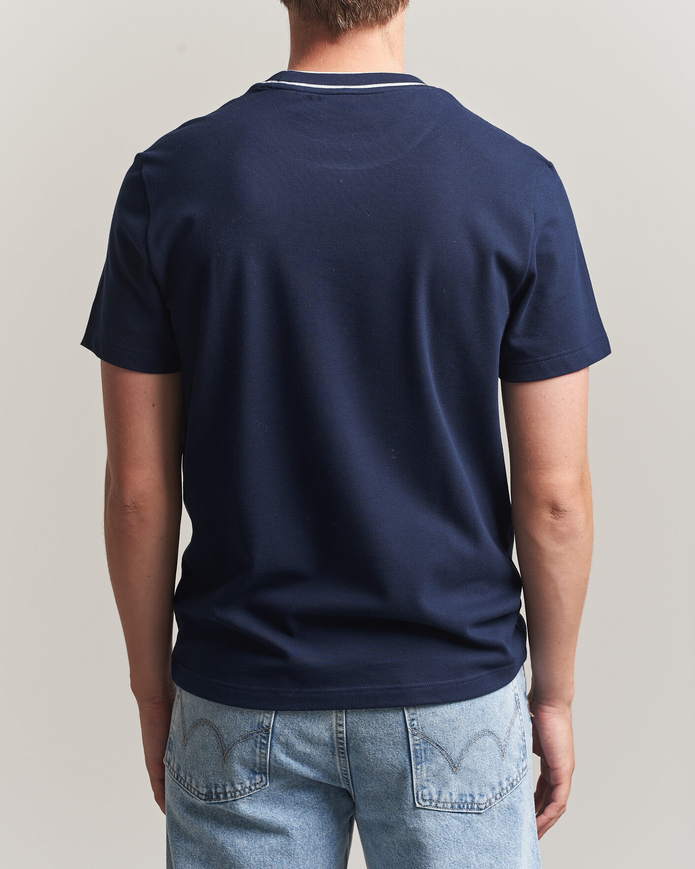 Mies | T-paidat | Lacoste | Contrast Rib Piqué T-Shirt Navy Blue