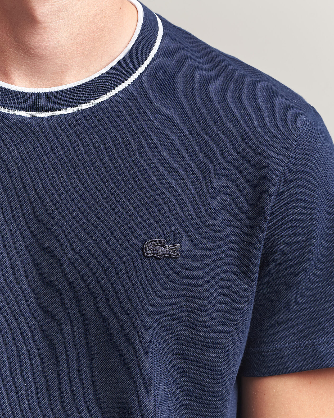 Mies | T-paidat | Lacoste | Contrast Rib Piqué T-Shirt Navy Blue