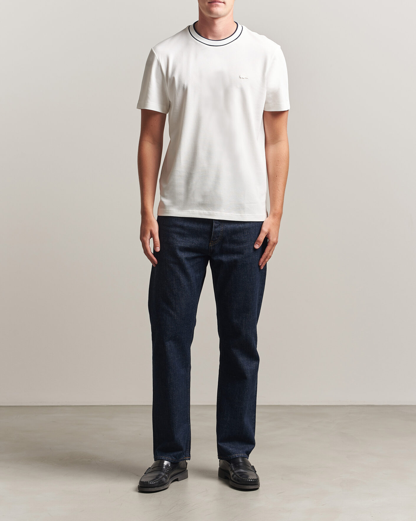 Mies | T-paidat | Lacoste | Contrast Rib Piqué T-Shirt Flour