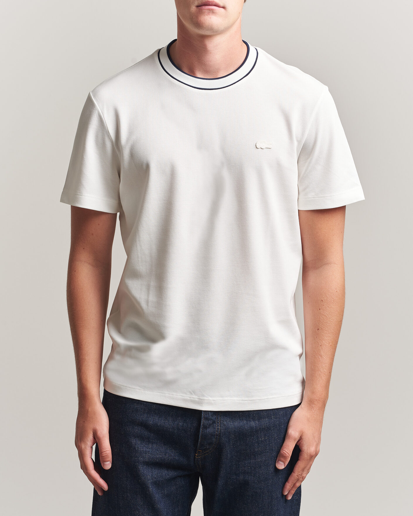 Mies | T-paidat | Lacoste | Contrast Rib Piqué T-Shirt Flour