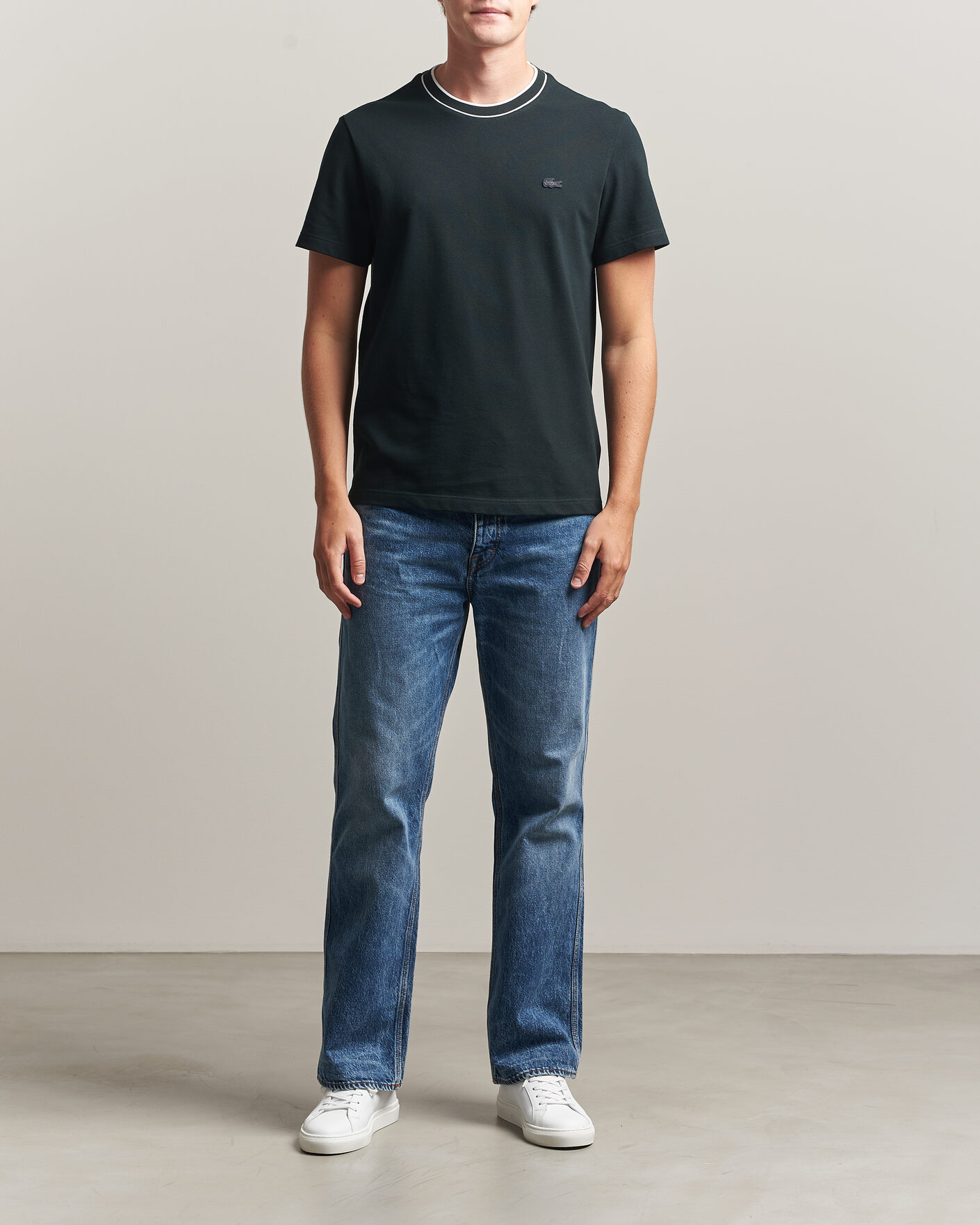 Mies | T-paidat | Lacoste | Contrast Rib Piqué T-Shirt Dark Varech