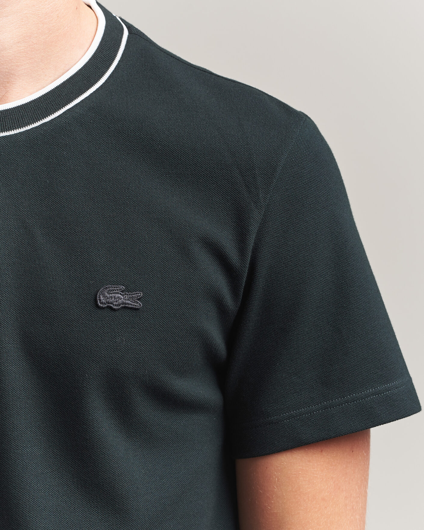Mies | T-paidat | Lacoste | Contrast Rib Piqué T-Shirt Dark Varech