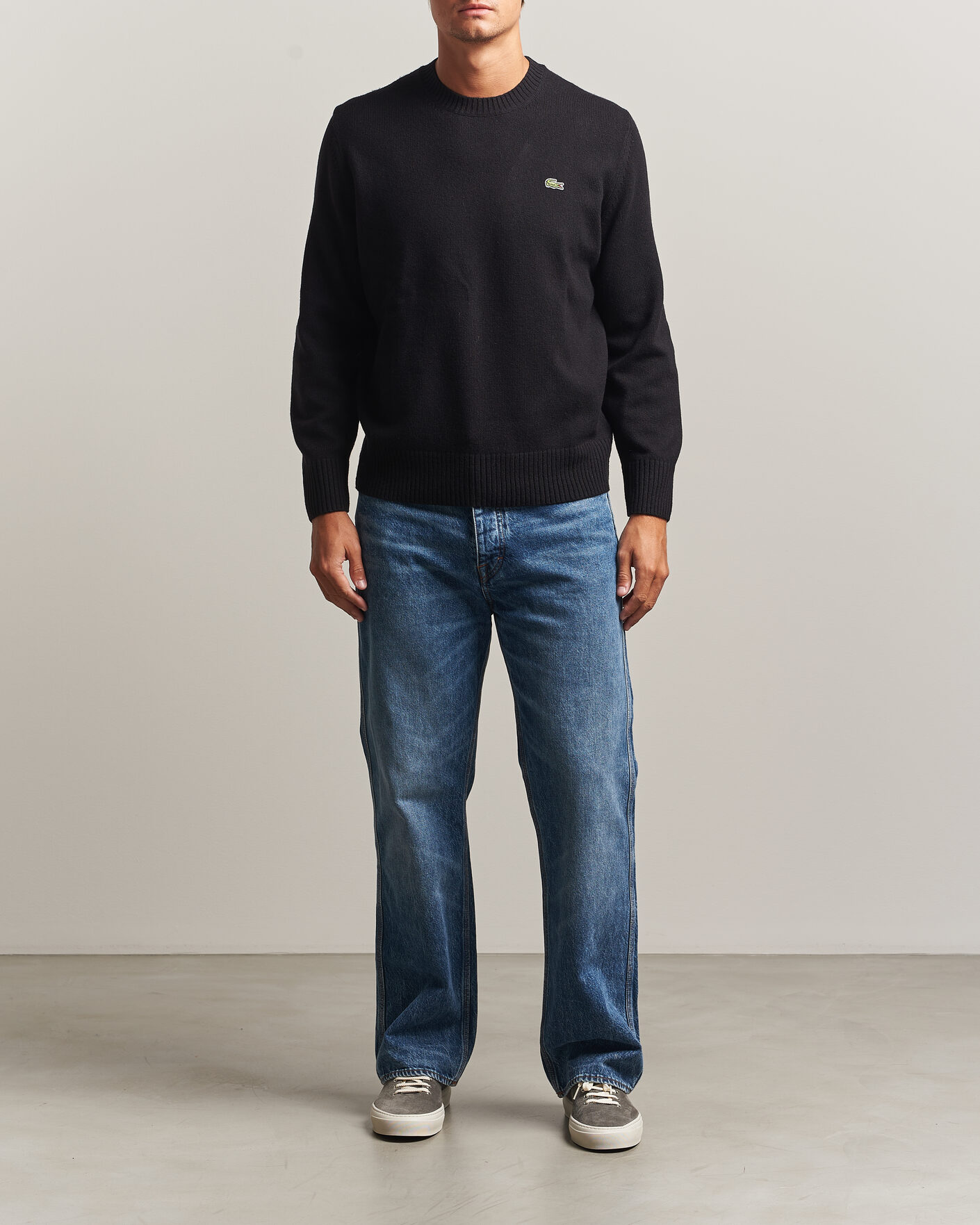 Mies | Puserot | Lacoste | Carded Wool Crew Neck Black