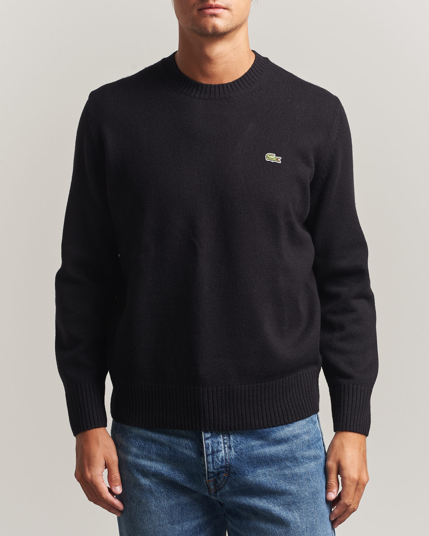 Mies | Puserot | Lacoste | Carded Wool Crew Neck Black
