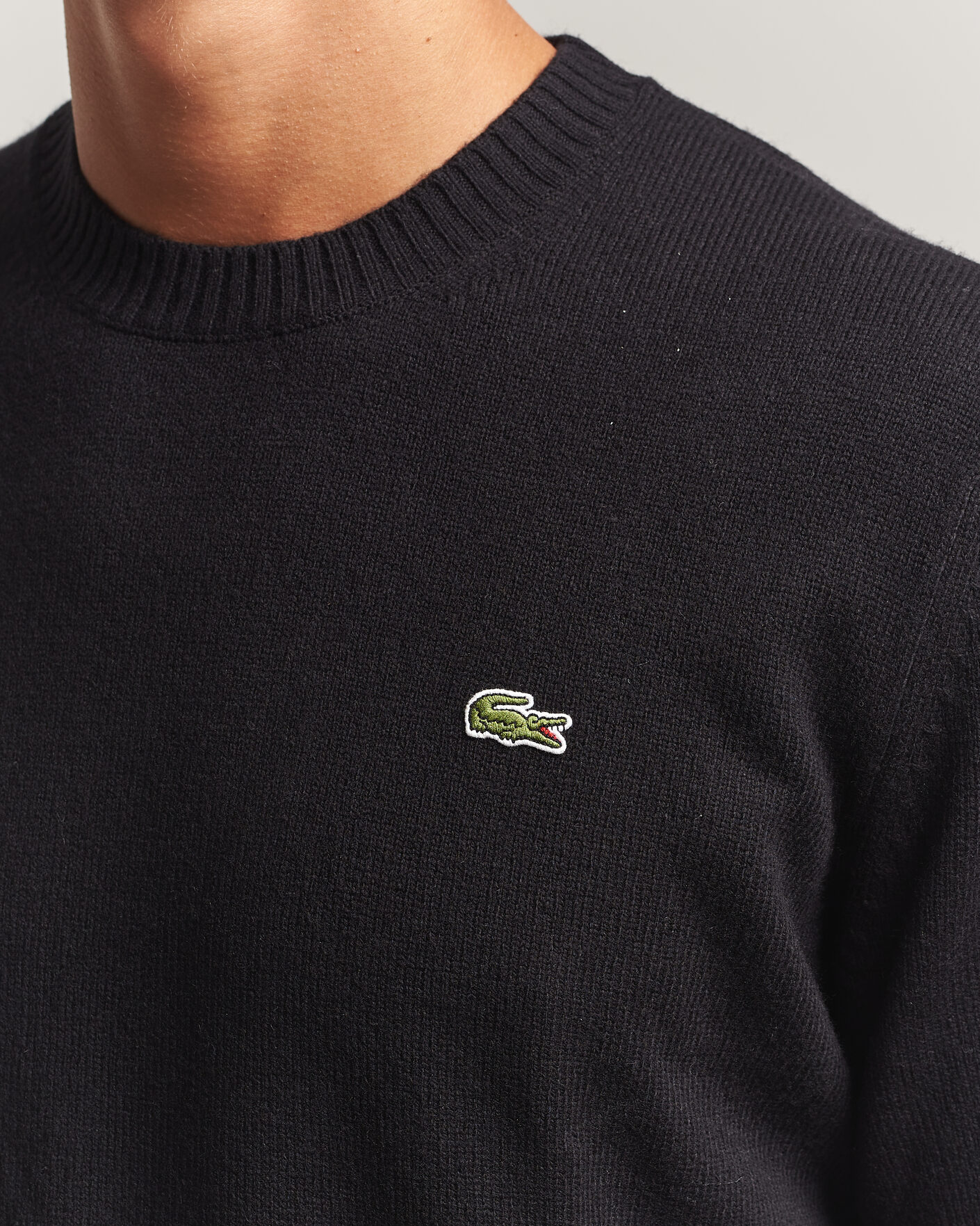 Mies | Puserot | Lacoste | Carded Wool Crew Neck Black