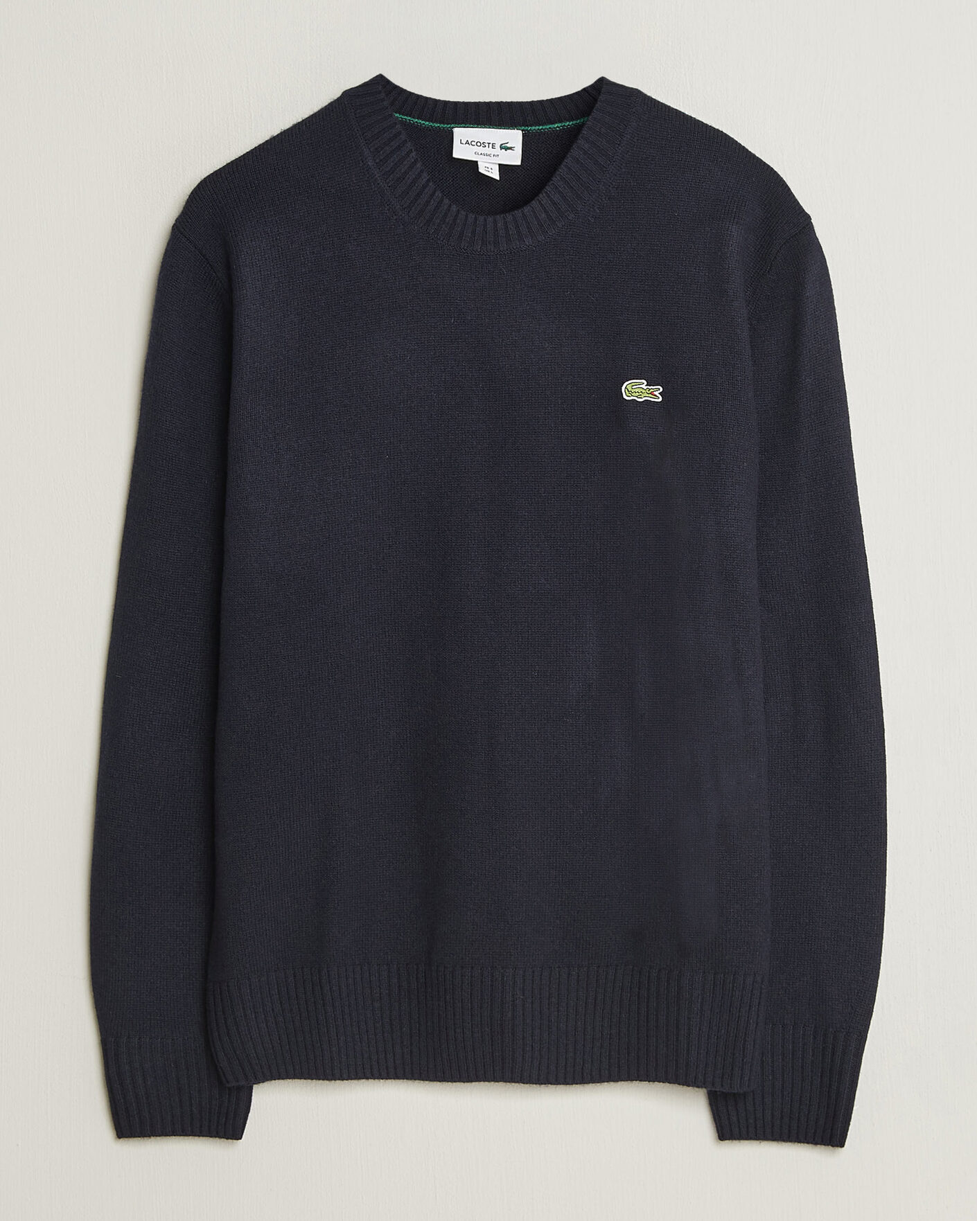 Mies | Puserot | Lacoste | Carded Wool Crew Neck Navy Blue