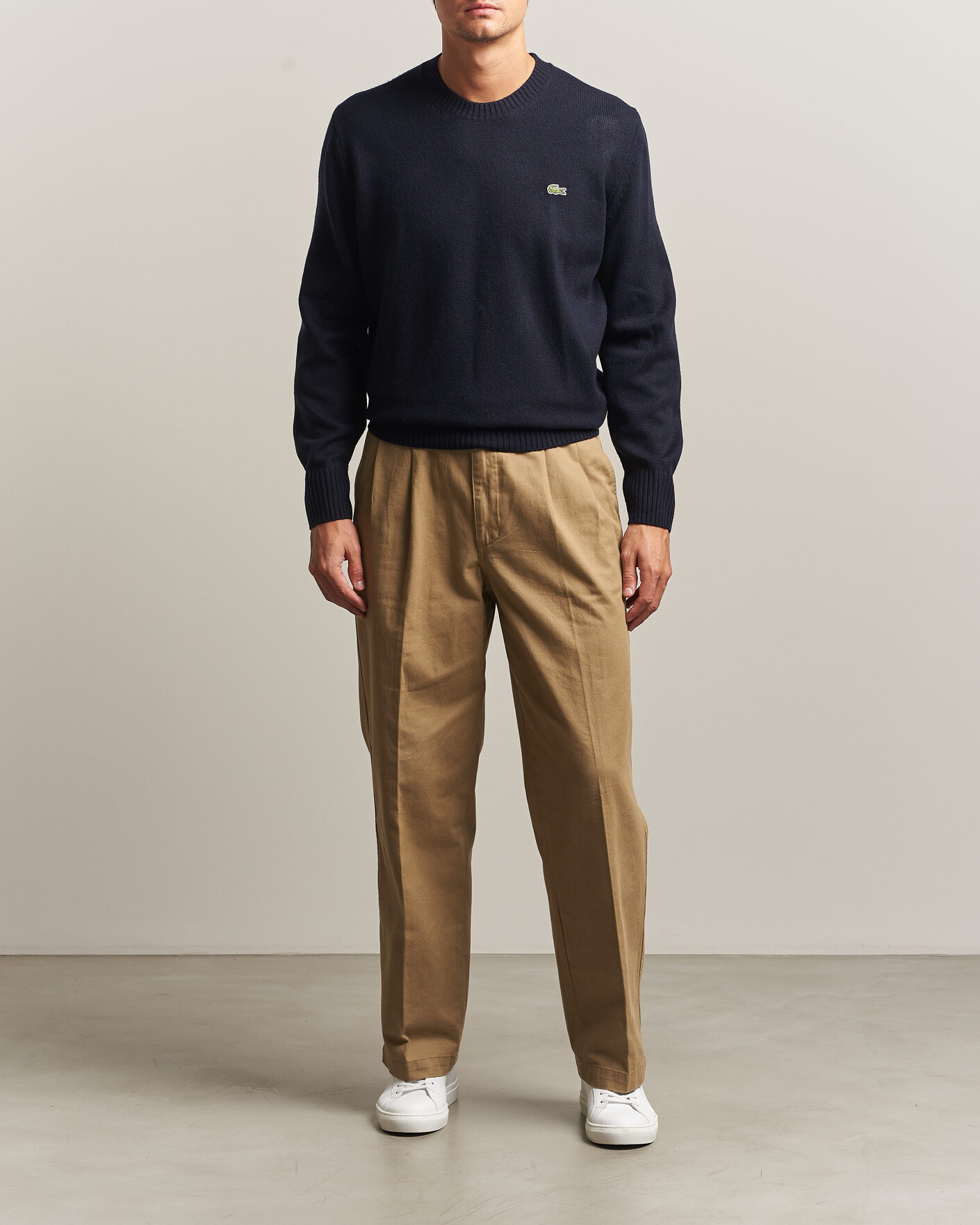 Mies | Puserot | Lacoste | Carded Wool Crew Neck Navy Blue