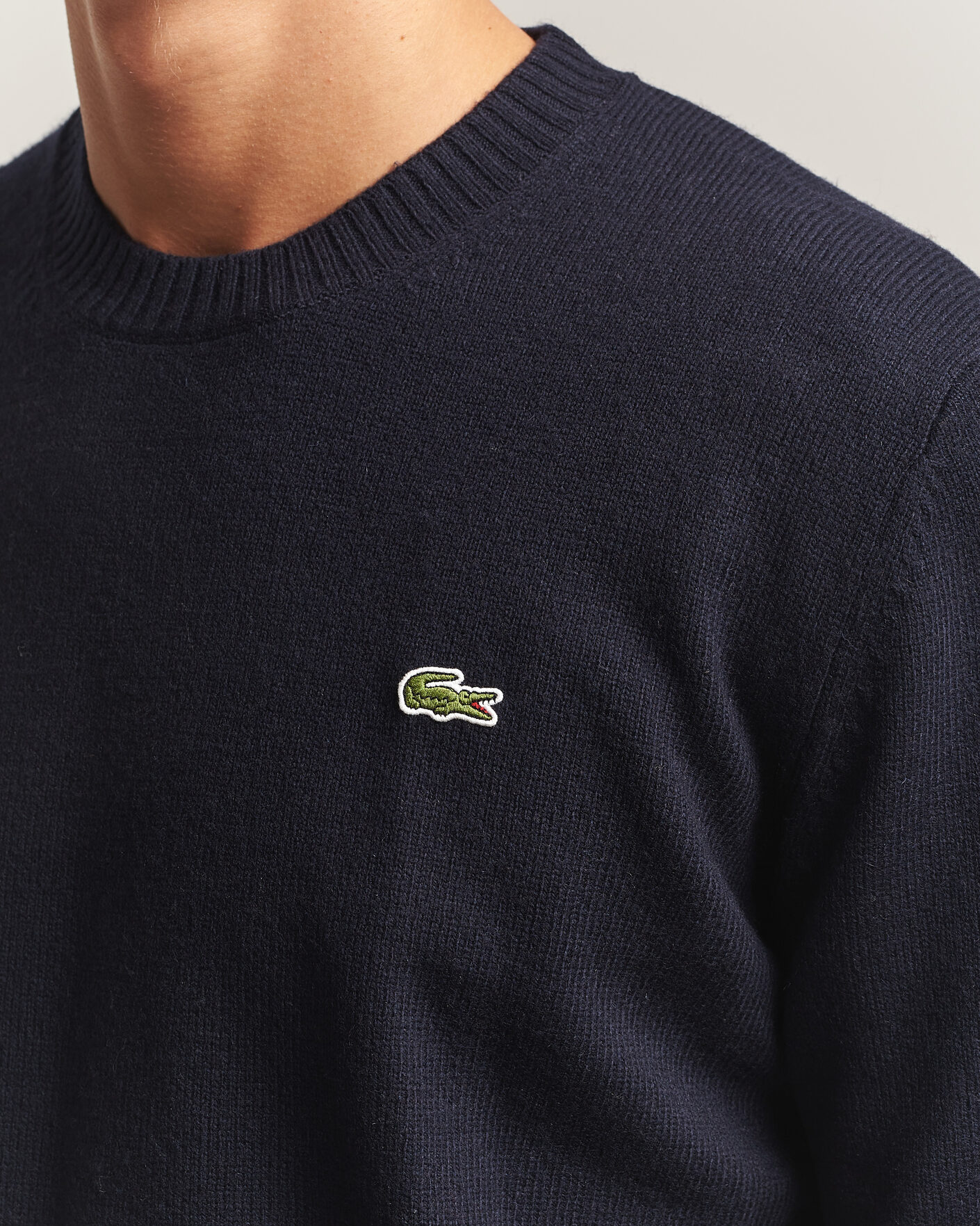 Mies | Puserot | Lacoste | Carded Wool Crew Neck Navy Blue