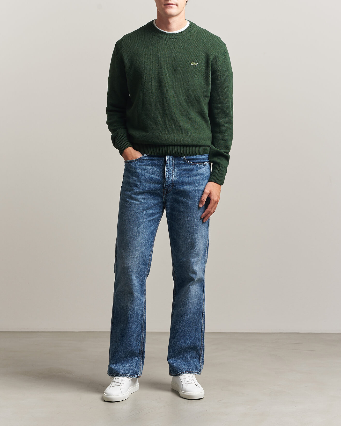 Mies | Puserot | Lacoste | Carded Wool Crew Neck Sinople