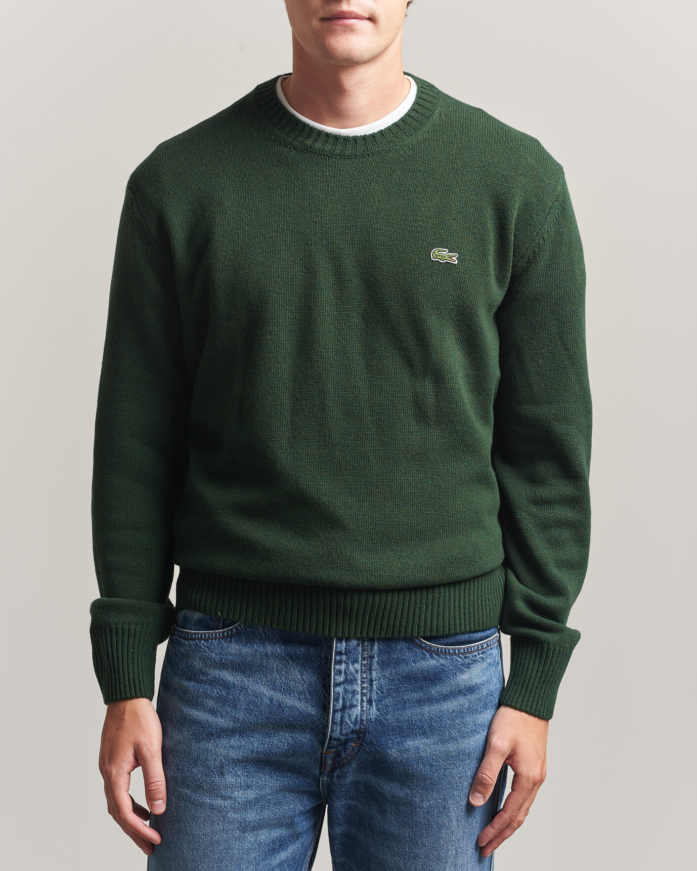 Mies | Puserot | Lacoste | Carded Wool Crew Neck Sinople