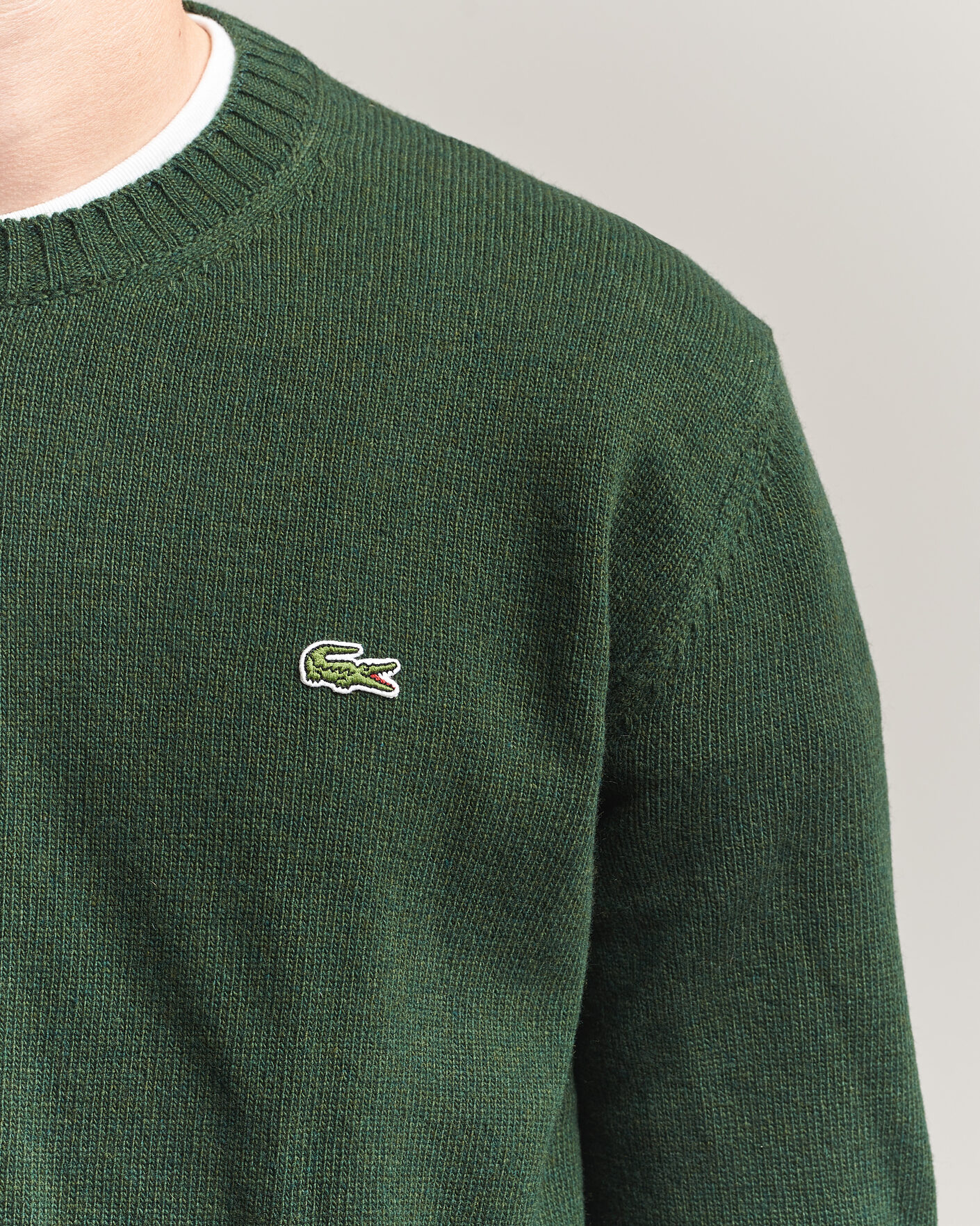 Mies | Puserot | Lacoste | Carded Wool Crew Neck Sinople