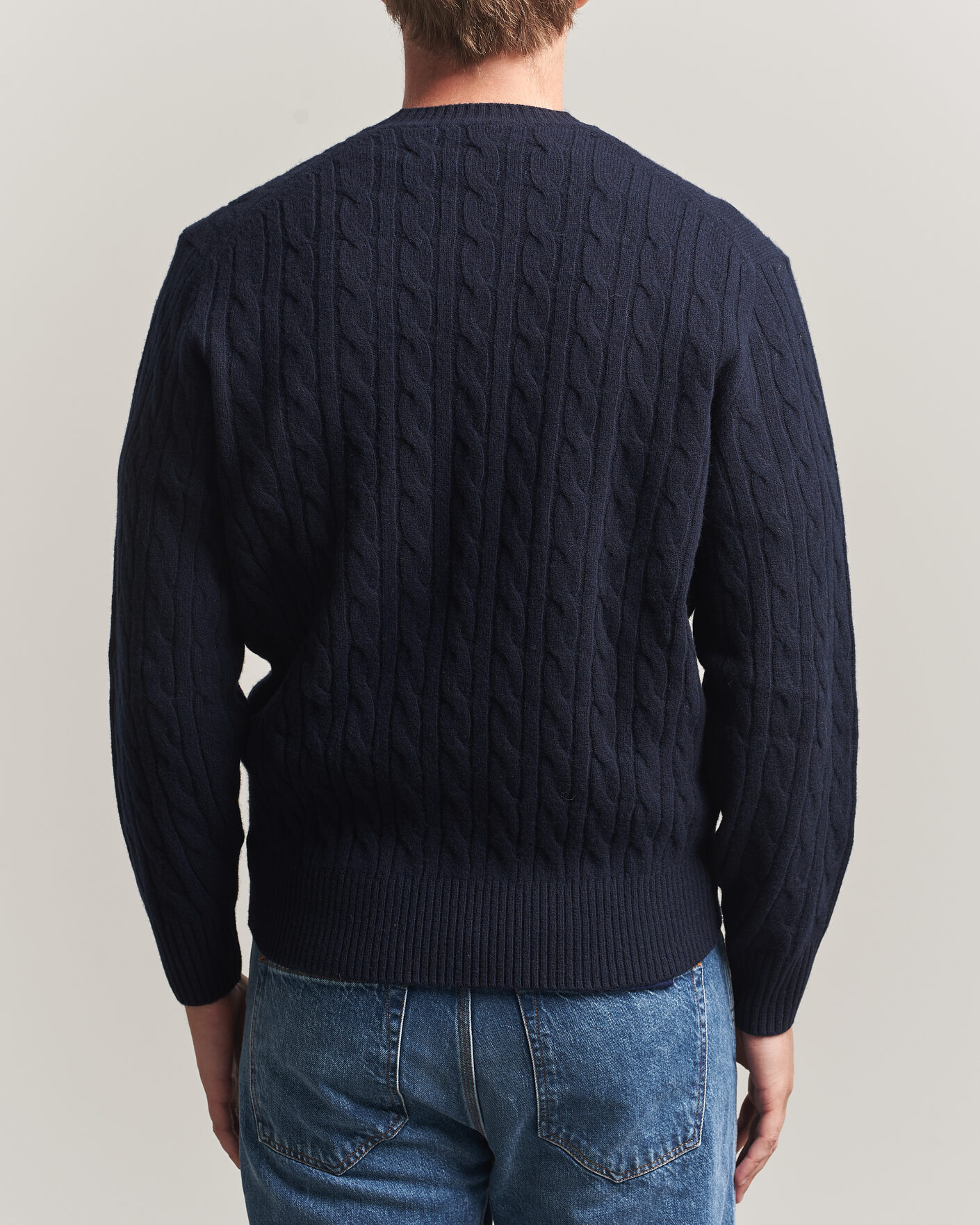 Mies | Puserot | Lacoste | Carded Wool Cable Crew Neck Navy Blue